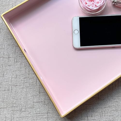 Miniatura 8 de Bandeja decorativa redonda de 13 pulgadas, bandeja negra con asas, bandeja de mesa auxiliar de plástico para otomana, sala de estar, baño,