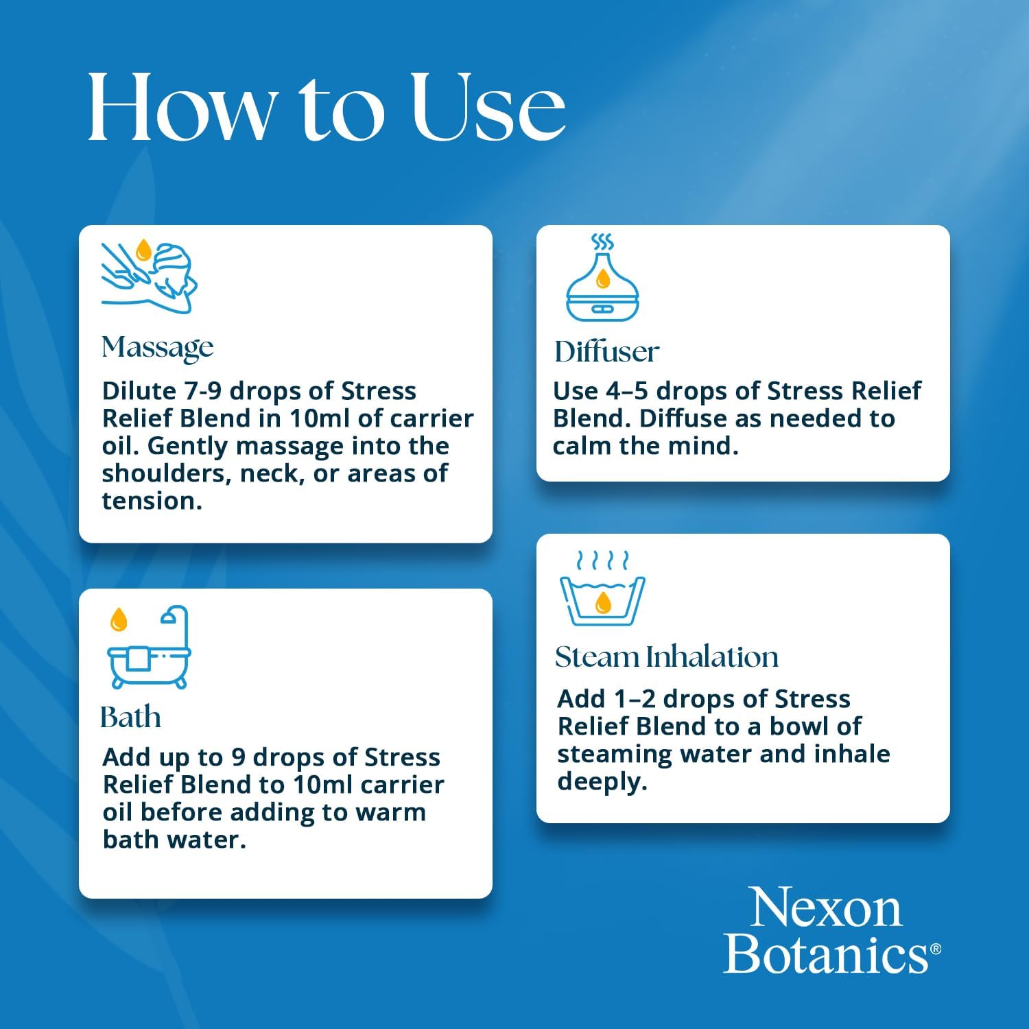 Stress Relief Essential Oil Blend 30 ml - Stress Relief & Calm Essential Oil for Diffusers & Aromatherapy - Promotes Relaxation & Rest - Nexon Botanics - Image 3