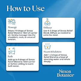 Stress Relief Essential Oil Blend 30 ml - Stress Relief & Calm Essential Oil for Diffusers & Aromatherapy - Promotes Relaxation & Rest - Nexon Botanics
