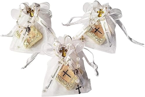 Miniatura 1 de Party Supplies Mi Primera Comunion 12 Organza. Favor Bags Gift. Recuerdo de Primera comunion nino o nina. 12 Rosarios