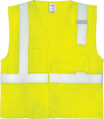 Miniatura 2 de Kishigo 1083 - Chaleco de poliéster ultra fresco con velcro frontal con múltiples bolsillos, mediano, color lima