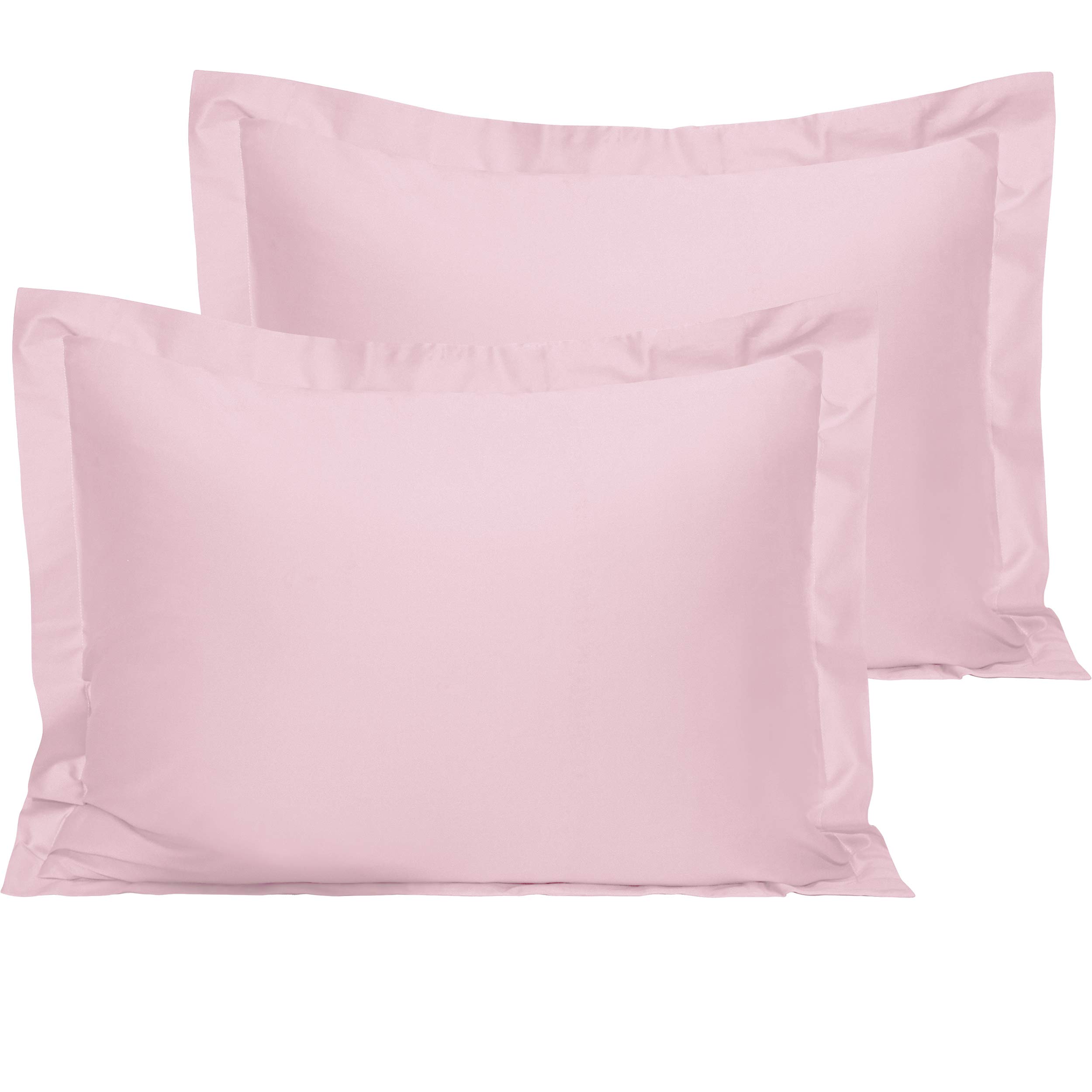 NTBAY Standard Egyptian Cotton Sateen Pillow Shams, Set of 2, Pink