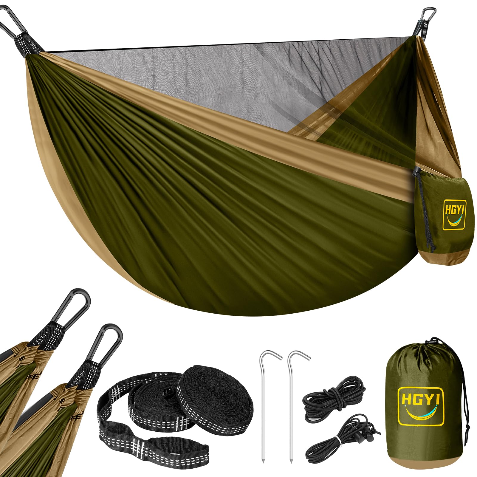 Camping Hammock Mosquito Net,Double &amp; Single Portable Hammocks Hammocks with 2 Tree Straps,Hammock Tent for Travel Camping,Camping Accessories for Indoor Outdoor Hiking Backpacking Backyard Beach