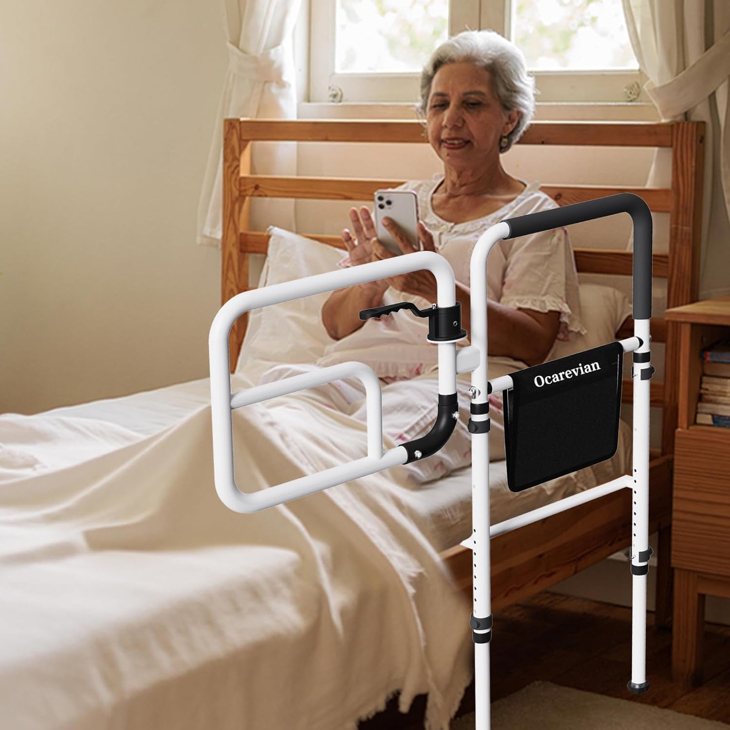 Bed Rails for Elderly Adult Safety, Bed Guard for Senior, Bed Assist Rails Medical Bed Support Bar Mobility Assistant with Storage Pouch, Fixing Strap, Fits King Queen Full Twin Bed, Height Adjustable Bed Rails for Elderly Adult Safety, Bed Guard for Senior, Bed Assist Rails Medical Bed Support Bar Mobility Assistant with Storage Pouch, Fixing Strap, Fits King Queen Full Twin Bed, Height Adjustable