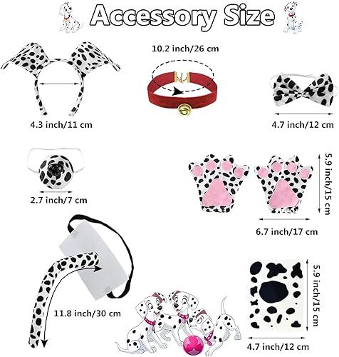 Miniatura 2 de Disfraz de perro dálmata para niñas de 100 días de escuela, disfraz de dálmata para niños, disfraz de cosplay de dálmatas, camisa y vestido tutú con