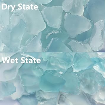 QYGL Sea Glass Block - 1LB Turquoise Frosted Sea Glass - Vase Filler and Aquarium Ornament, DIY Craft Supplies for Art, Sea Glass Decor, Beach Weddings, and Home Decor