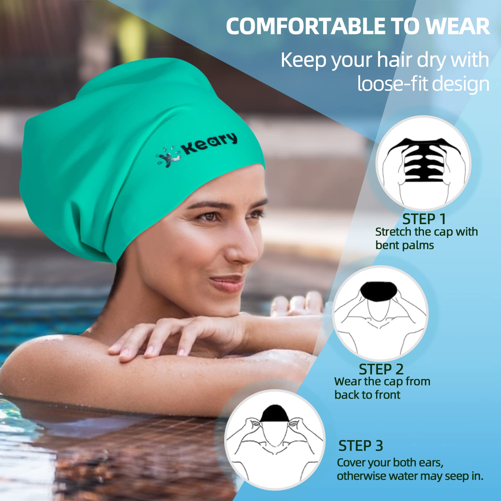 Xxl Decathlon Bonnet De Bain Extra Large Yuanchu - Silicone - Pour Cheveux Longs Bonnet Piscine Femme