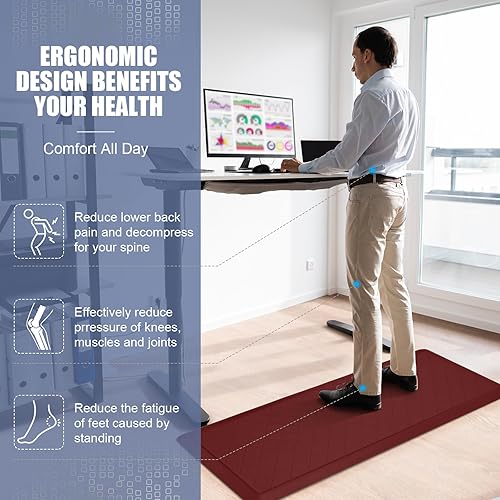 Miniatura 2 de Tapete de cocina acolchado, 2 unidades, antifatiga, alfombras de cocina resistentes antideslizantes, tapete ergonómico de espuma cómoda para el