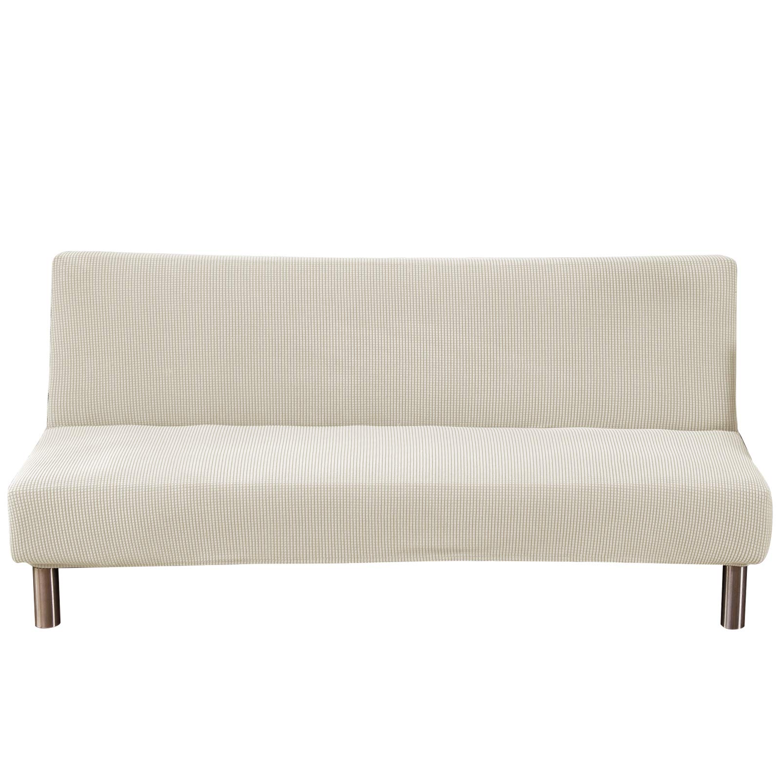 ele ELEOPTION Jacquard Knitted Futon Cover, Armless Futon Sofa Cover Stretch Sofa Bed Slipcover Protector Jacquard Fabric Futon Cover