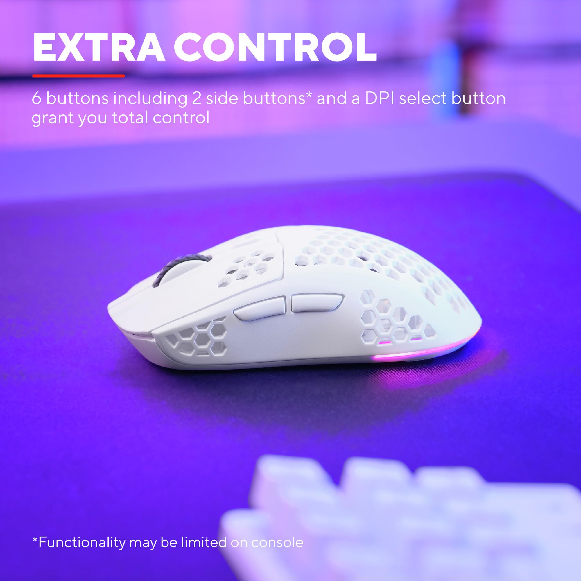 Trust Gaming GXT 928 Helox bezprzewodowa mysz gamingowa, ultralekka mysz 75 g, 80 h ciągłej pracy, odbiornik micro USB 2,4 GHz, regulacja DPI (800-4800), 6 programowalnych przycisków, komputer | Bateria 80h, Mikroodbiornik USB 2,4 GHz, 800-4800 DPI, Mouse