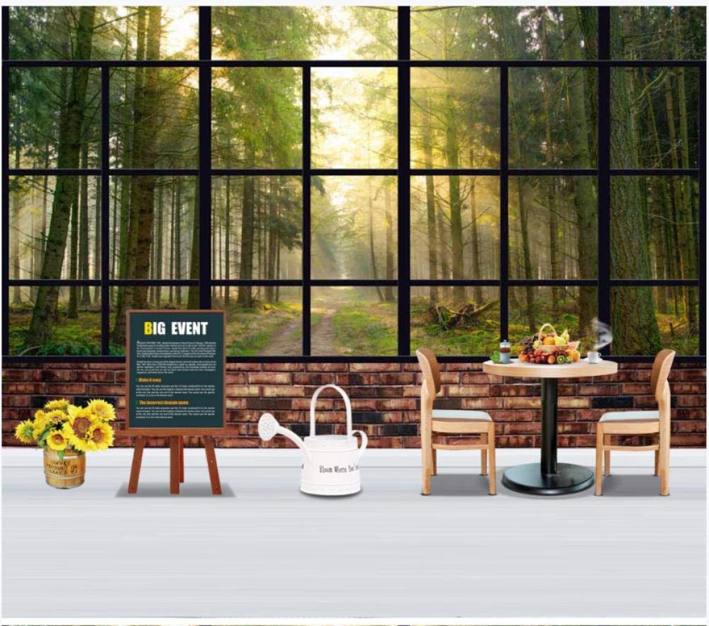 Papier Peint Panoramique Briques Forêt Fenêtre 350X245cm
