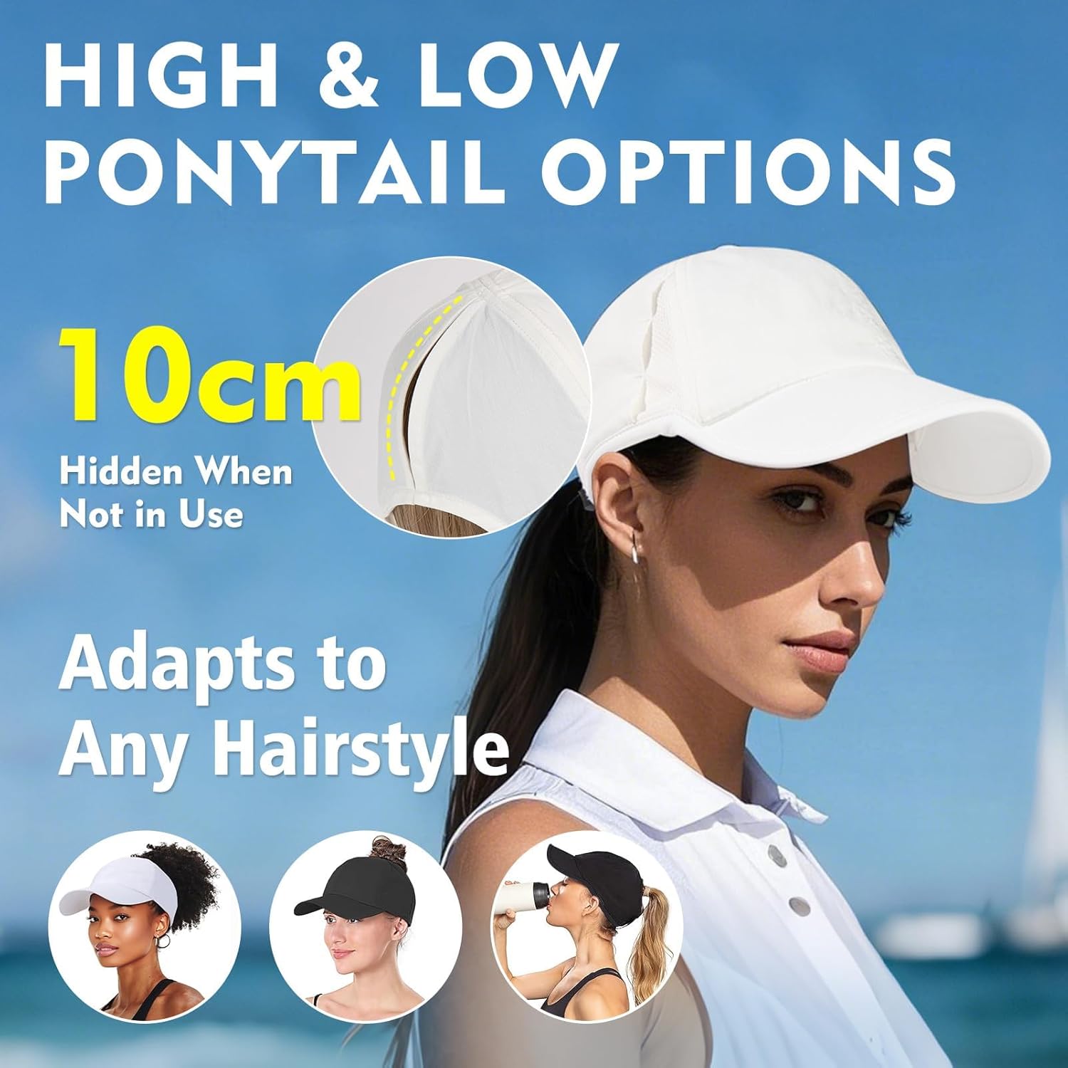TOP-EX Cooling UV 50 High Ponytail Baseball Cap for Women Breathable & Lightweight for Running Golf Workout Sports Cap