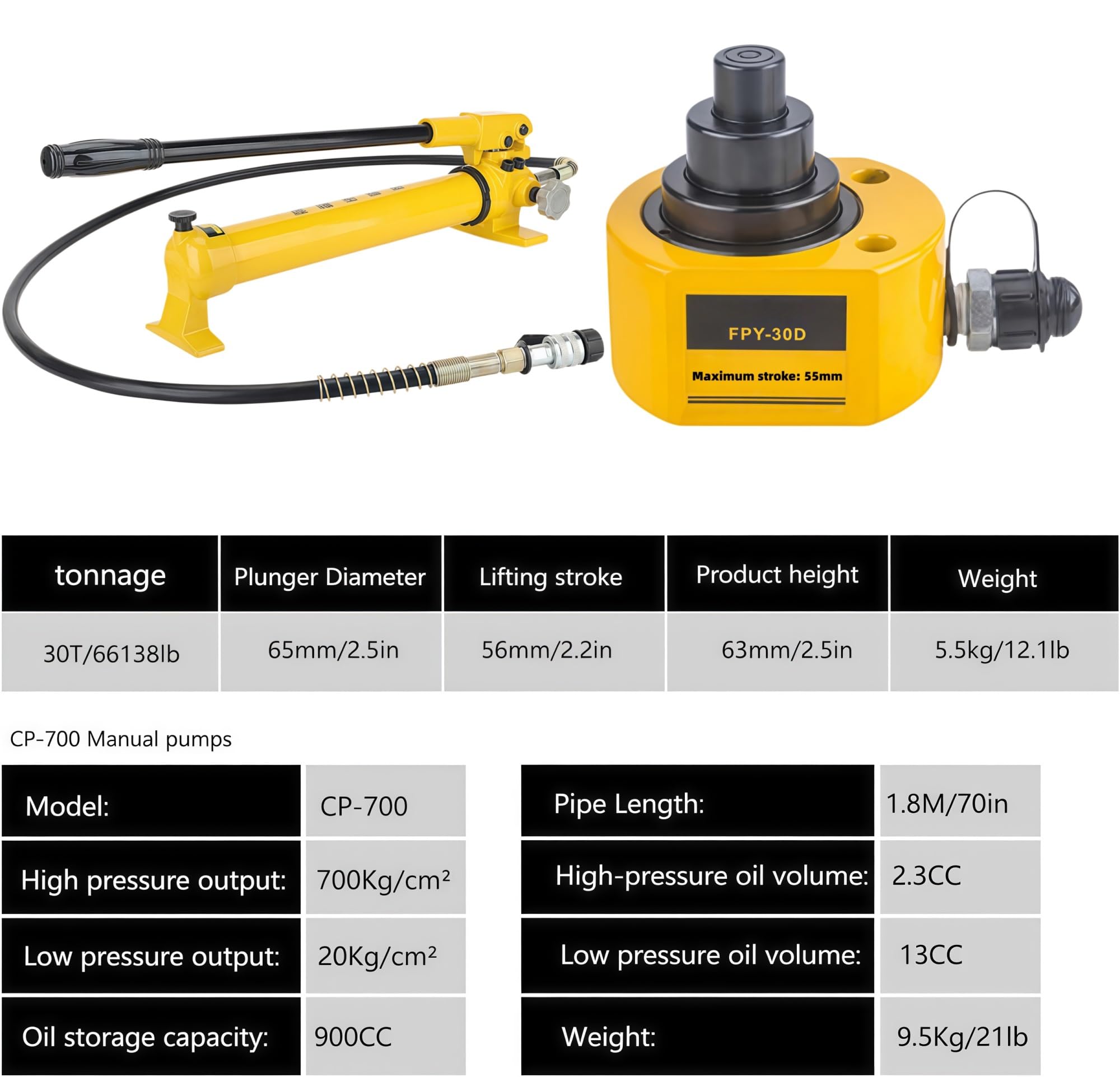 Zestaw zasilania podnośnika hydraulicznego z pompką ręczną i mikrocylindrem do przemysłowego podnoszenia i konserwacji (podnośnik 100T + pompa ręczna CP-700)