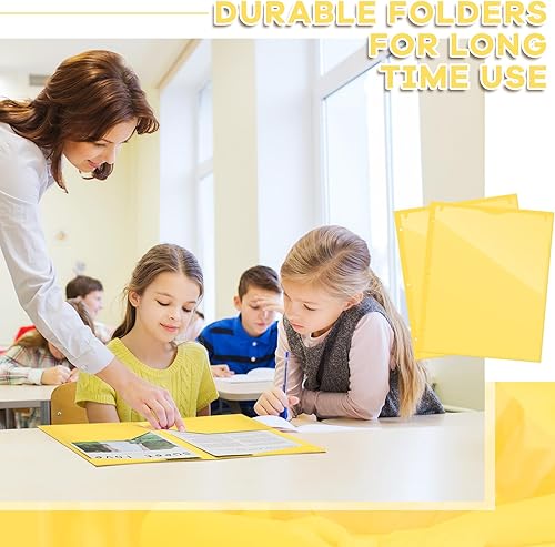 Miniatura 4 de Henoyso 36 carpetas de plástico de 2 bolsillos con bolsillo frontal transparente y 3 agujeros, tamaño carta, soporte para documentos para llevar a