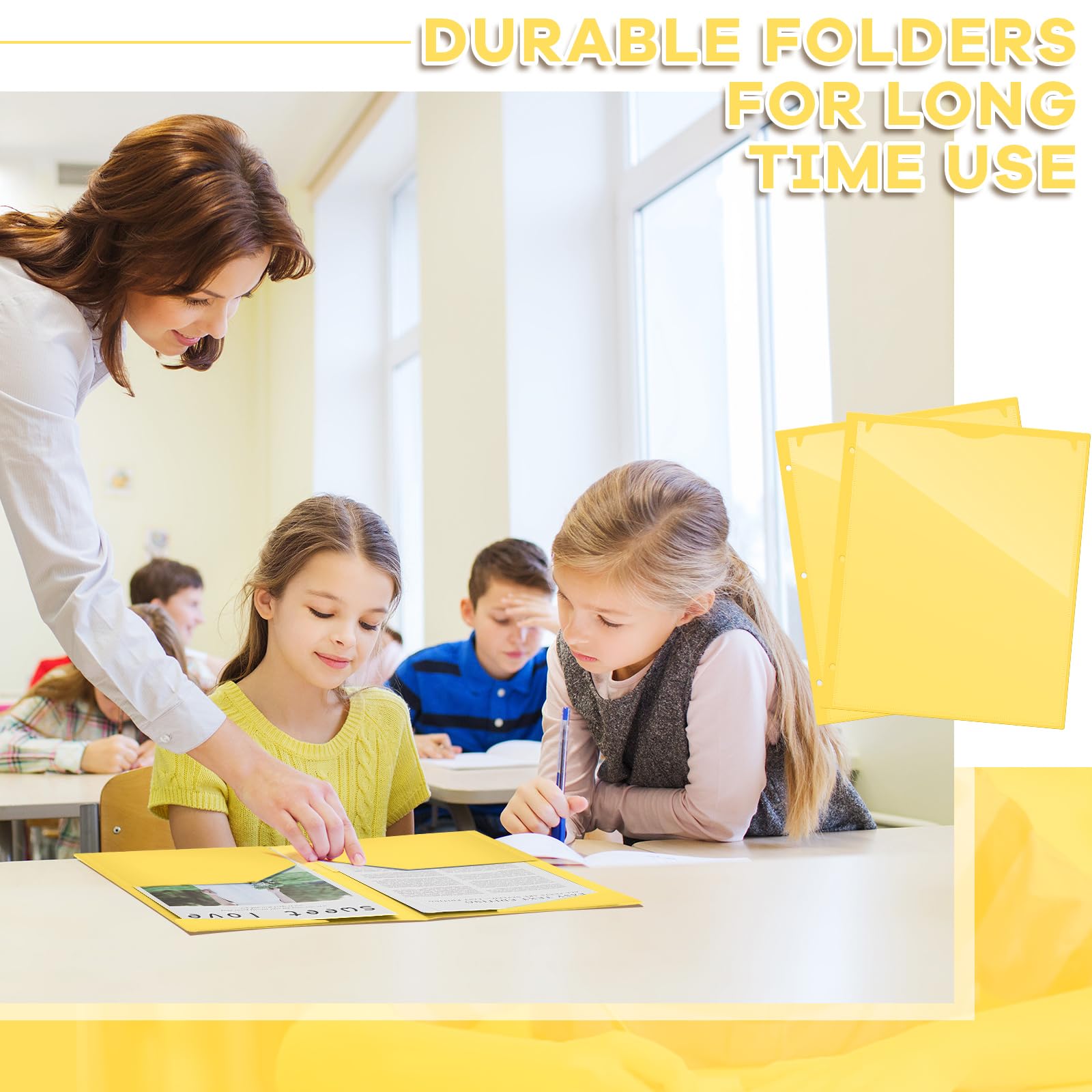 Henoyso 36 carpetas de 2 bolsillos con bolsillo frontal transparente, 3 agujeros perforados, carpetas de plástico para el regreso a clases, resistentes para carpetas de 3 anillas de 11 x 9 pulgadas