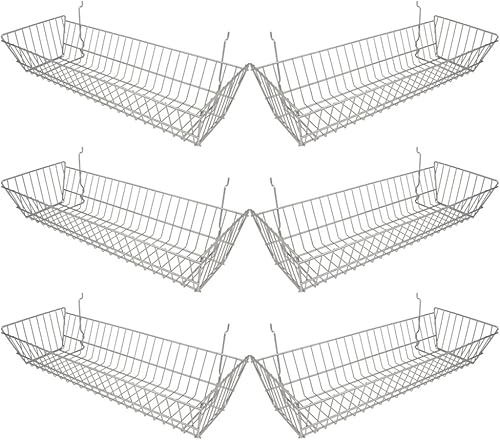 Miniatura 7 de Econoco - Cesta de alambre de doble inclinación negra multiajuste para Slatwall, tablero de clavijas o rejilla (juego de 6) canasta de alambre