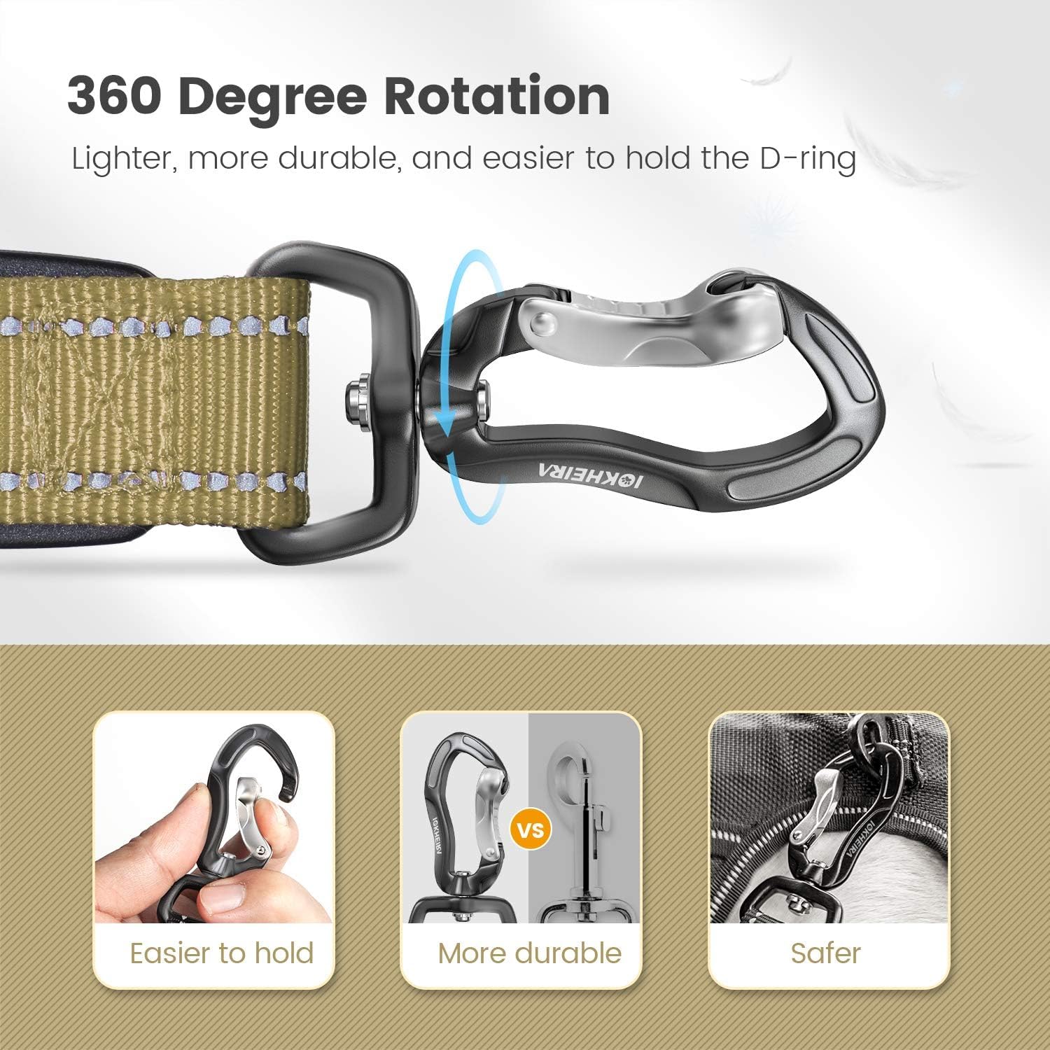 IOKHEIRA Guinzaglio per cani, guinzaglio regolabile (1,2-1,8 m) con cintura di sicurezza per cani, comodo manico imbottito e fili riflettenti (verde)