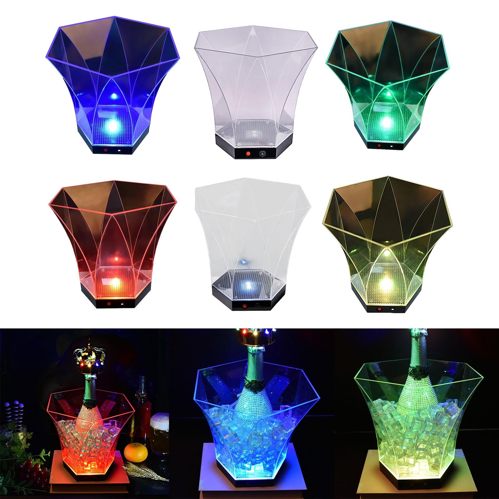 Portable LED Party Chiller 6L Large Capacity Coolers LED Ice Bucket Party Accessories For Parties And Gatherings Large Capacity Ice Tub