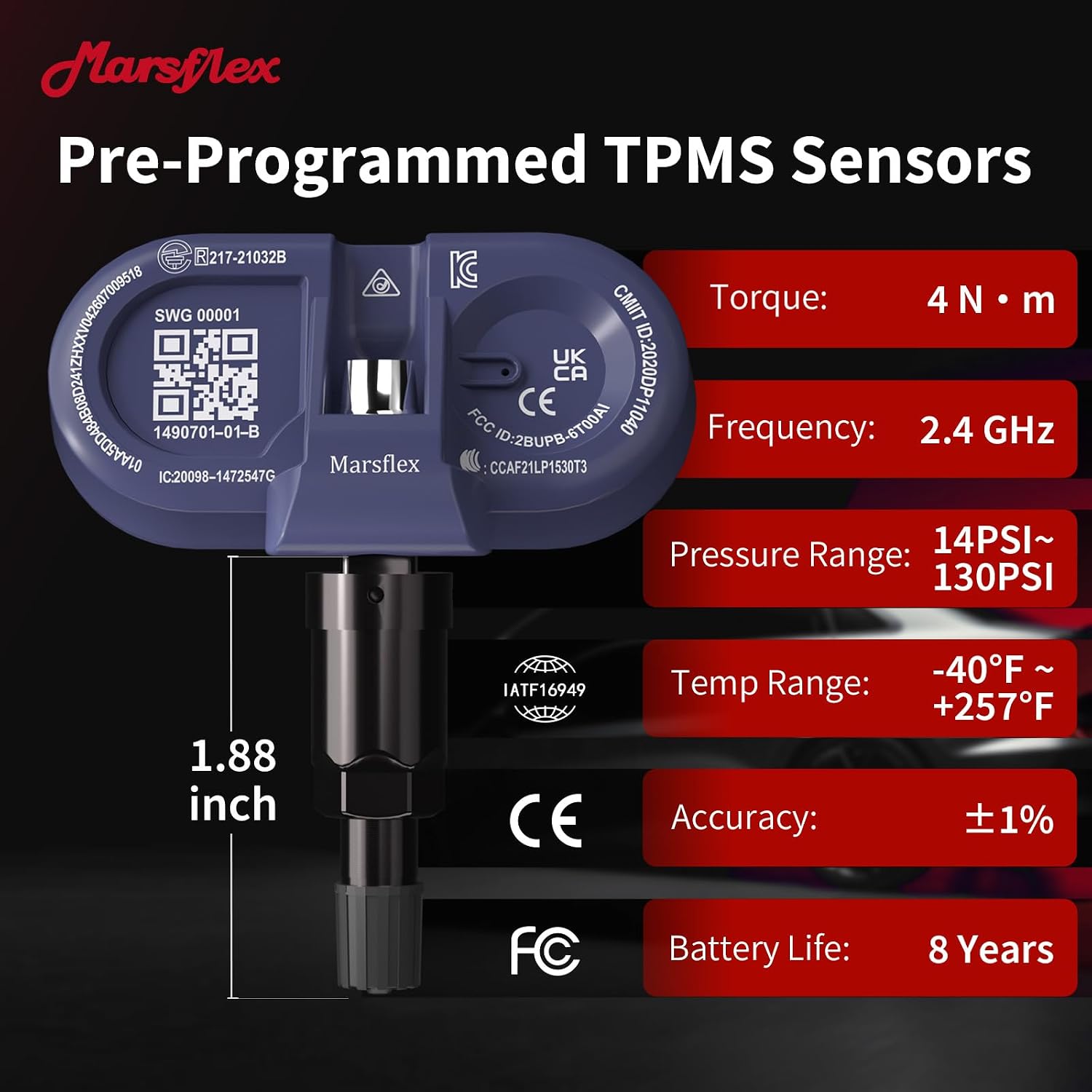Marsflex Tire Pressure Sensor Fit for Tesla Model 3/ Y/X/S 2020-2026