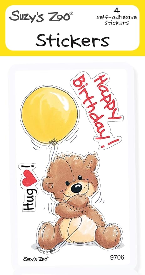 Amazon Com Suzy S Zoo Stickers 4 Pack Happy Birthday Bear Toys Games