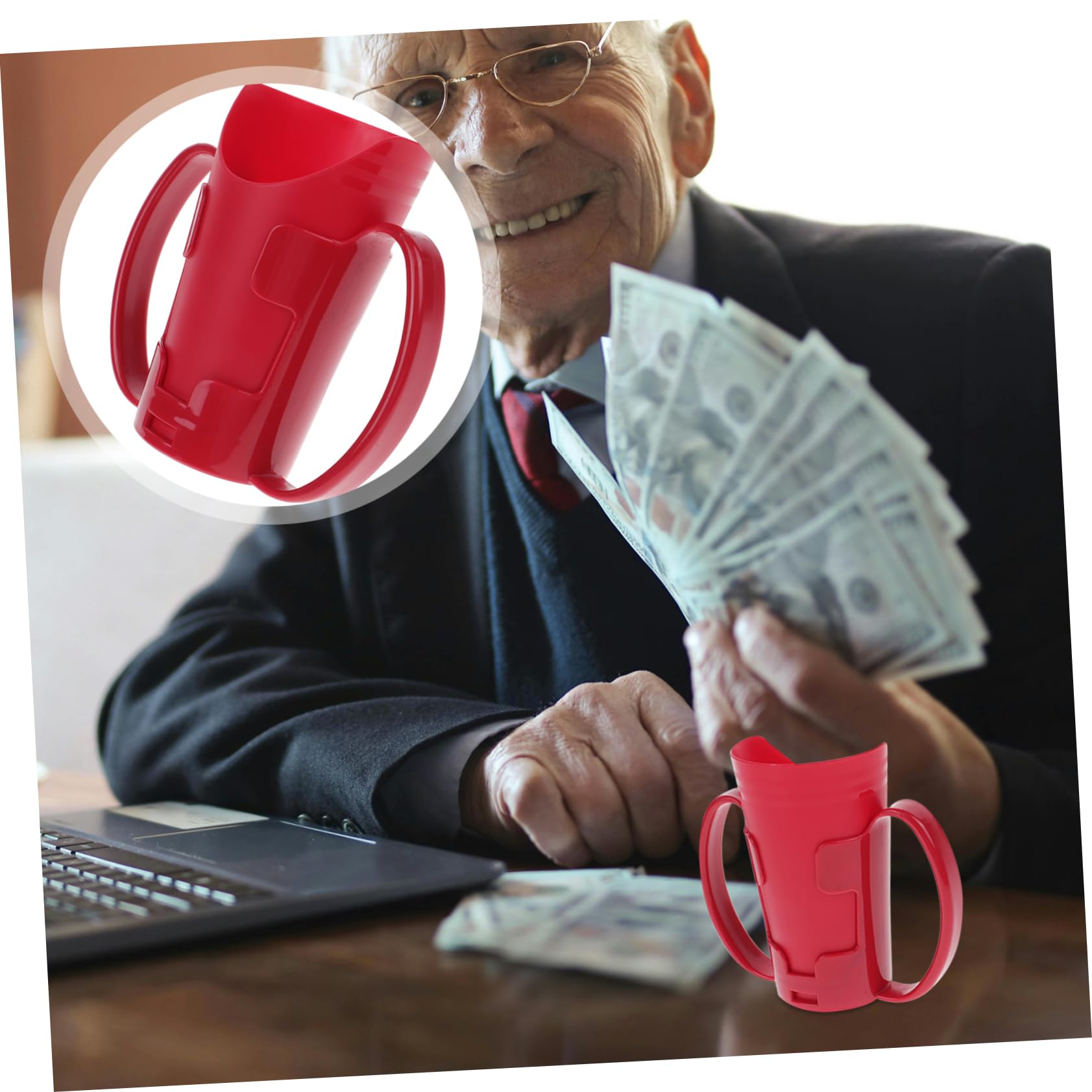 Vaso Boca Inclinada para Adultos Mayores Rojo para Beber de Plástico