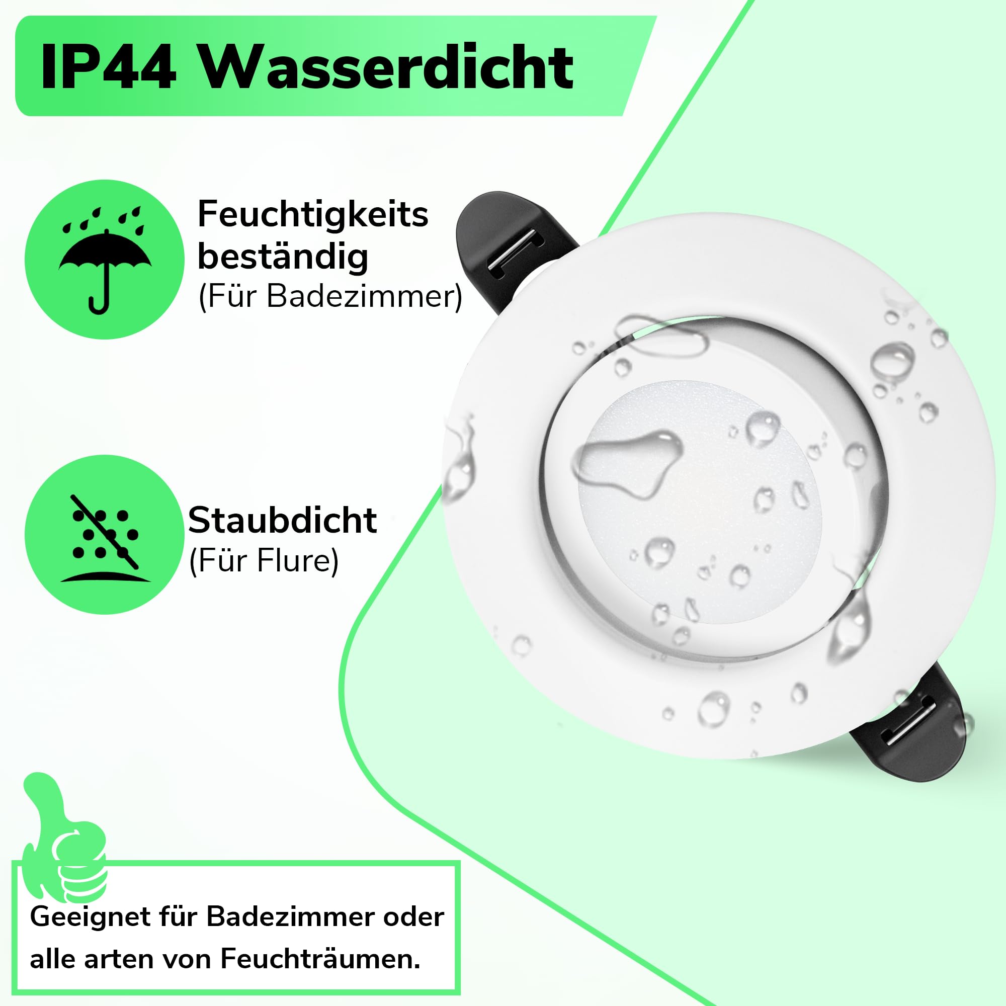 LED Einbaustrahler 230V Dimmbar 3 Stufen 45°Schwenkbar LED Spots, 10er Set | 6W 3CCT 3000K/4000K/6000K, Laiebri IP44 Einbauleuchten Deckenspots für Badezimmer Küche Wohnzimmer, Ø65–80mm Lochmaß