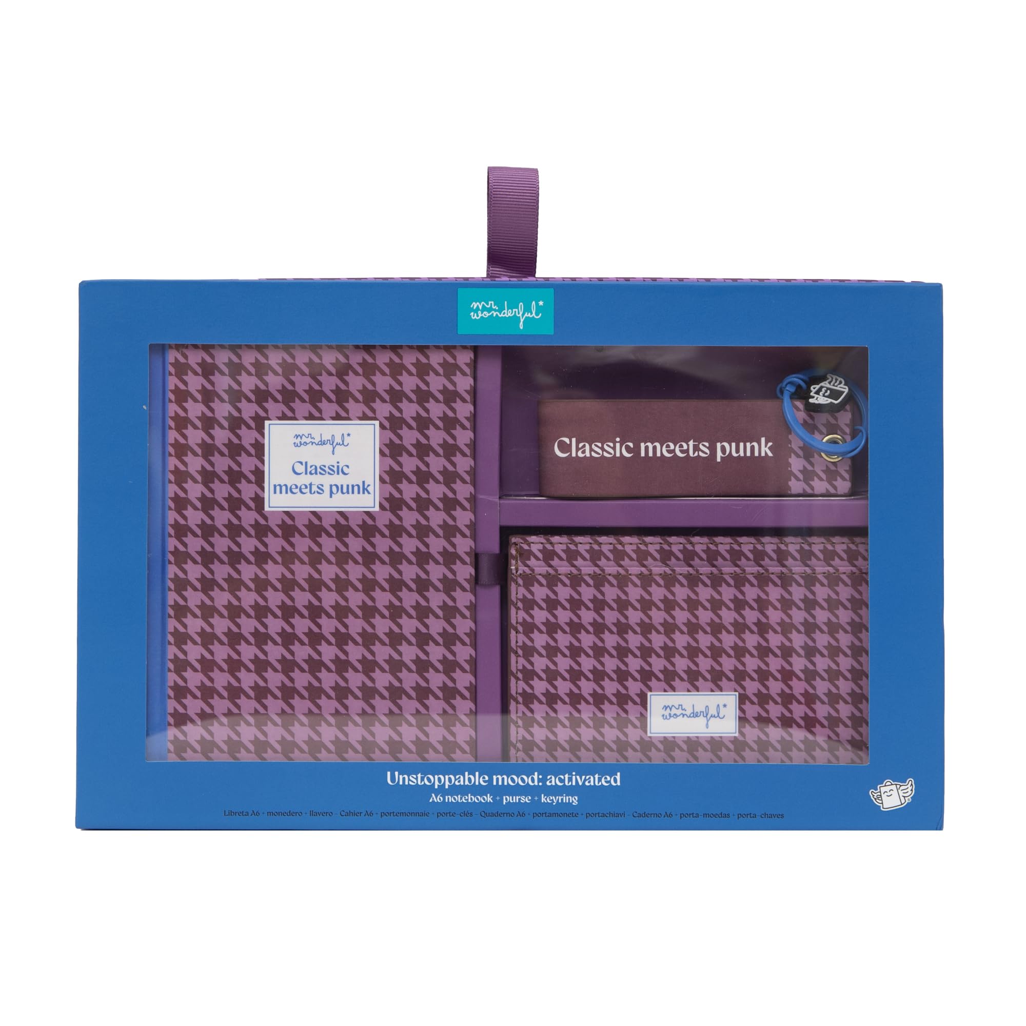Mr. Wonderful - Set of A6 notebook + purse + key ring - Houndstooth