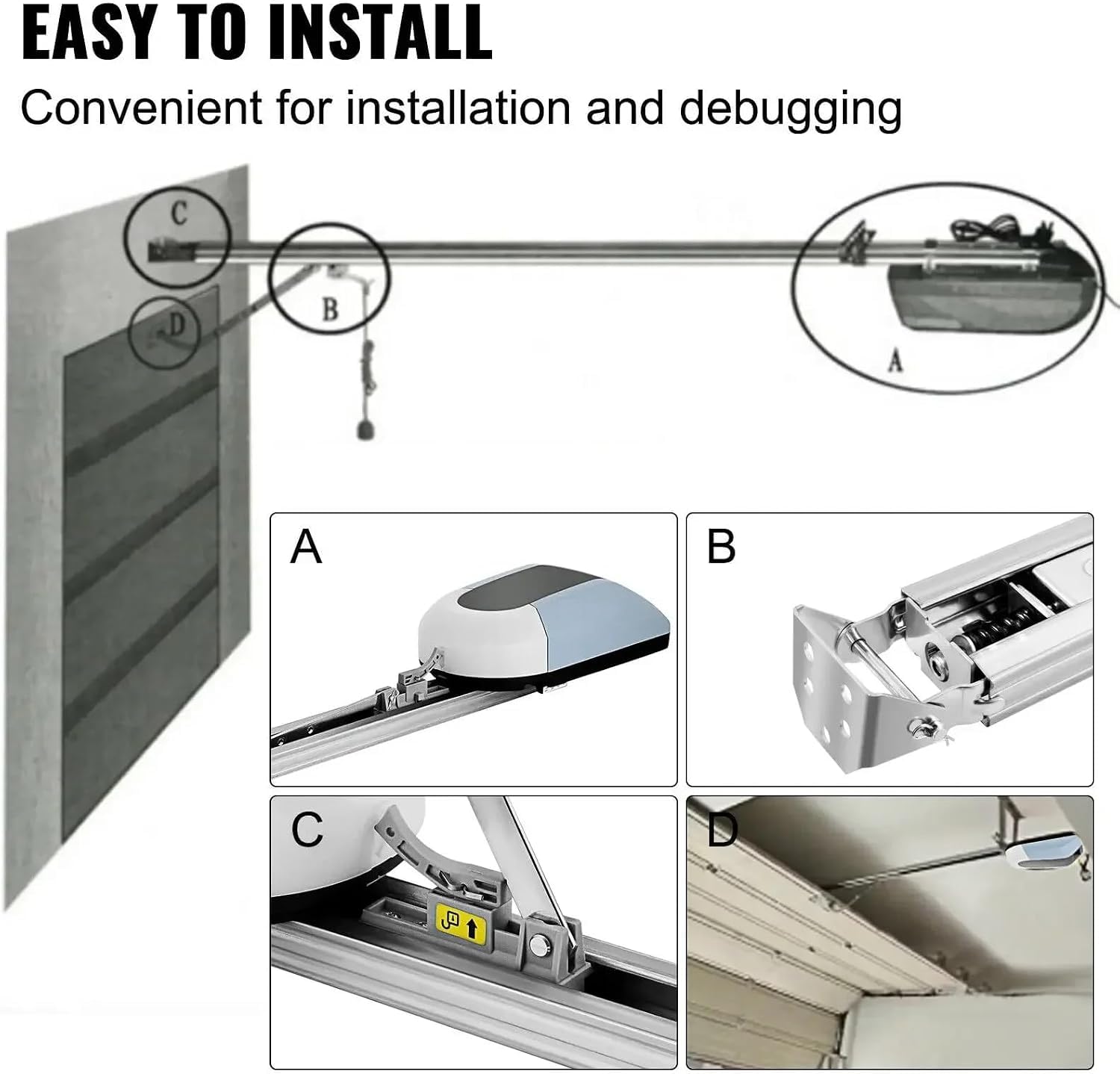 Abridor AutomáTico De Puerta De Garaje,Seccionales Motor Ascendente Garaje Puerta Automática del Garage Motors Carga Nominal 800N Accionamiento para Puerta de Garaje Velocidad 120mm/s