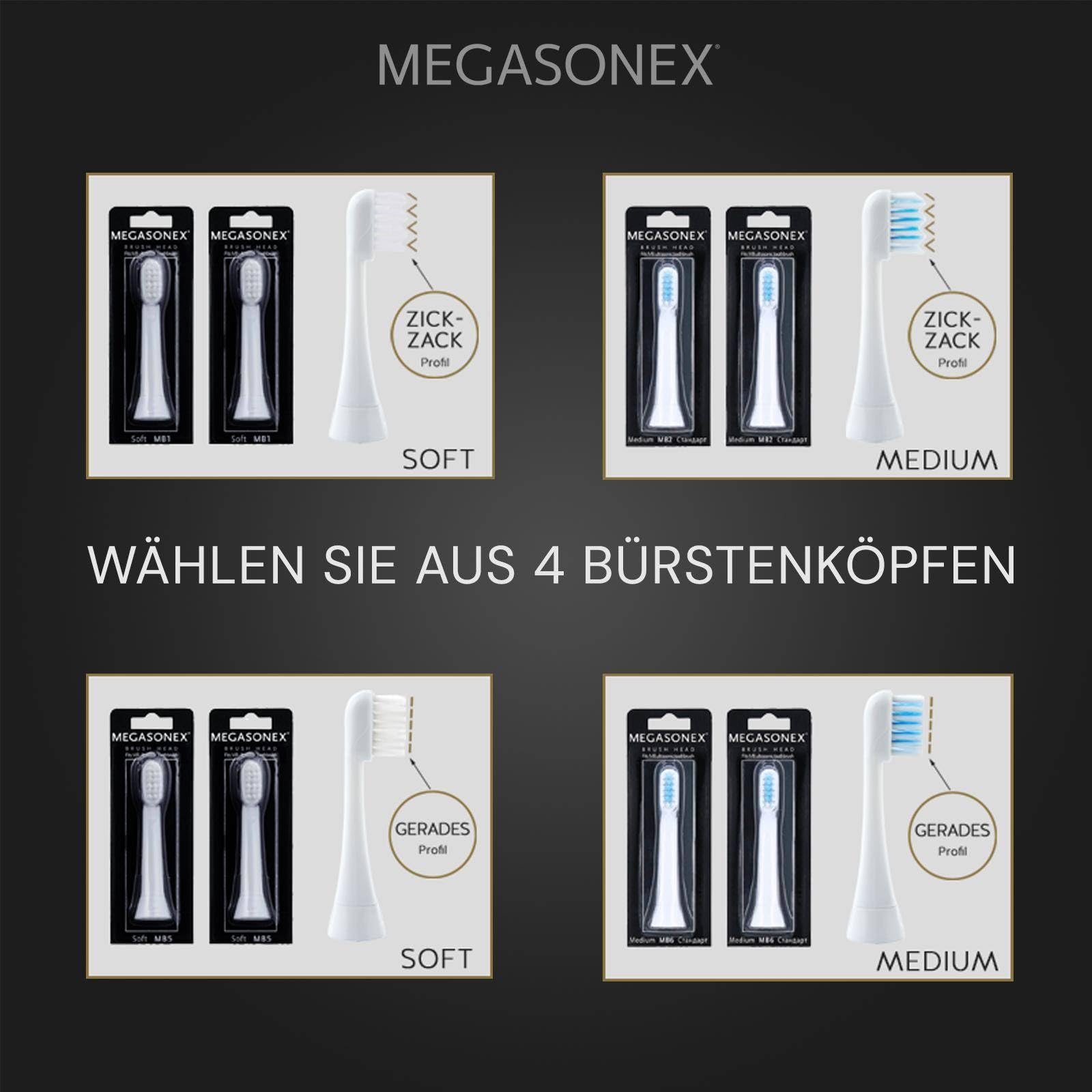 Megasonex M8 - Cabezales para cepillo de dientes (20 unidades, plano, suave)