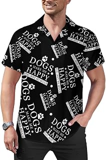 Dogs Make Me Happy You Not So Much Mens Shirts Hawaiian Short Sleeved Cuban Collar Graphic Tees Tops