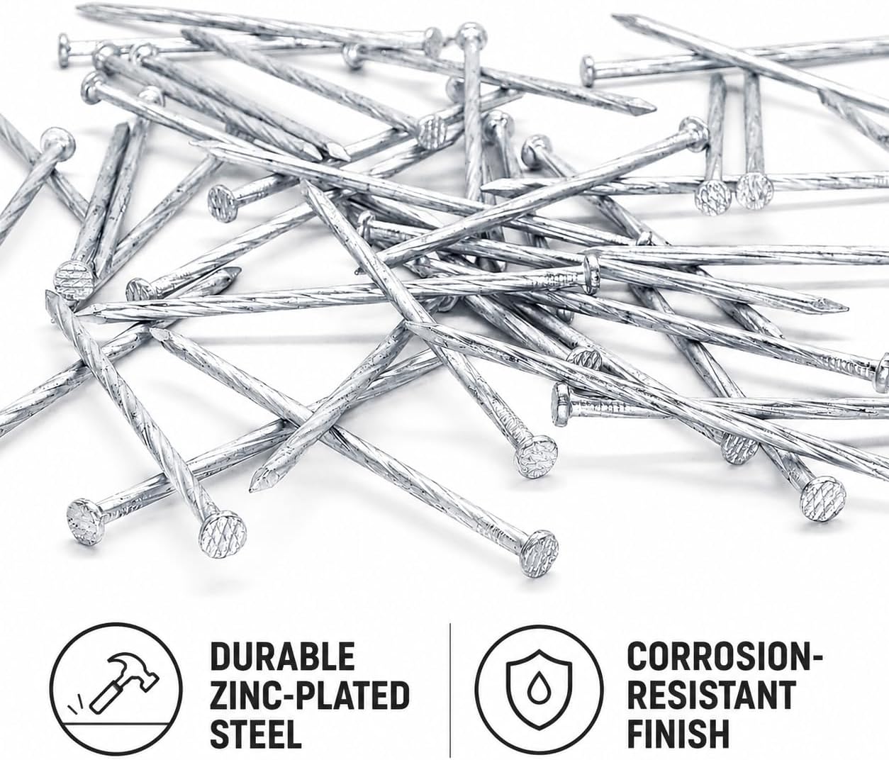 (Pack of 50) Square Twisted Steel Nails 5/32" x 4" (4.0 x 100 mm), Zinc Plated Steel Nails, Woodworking Nails, Square Twist Nails