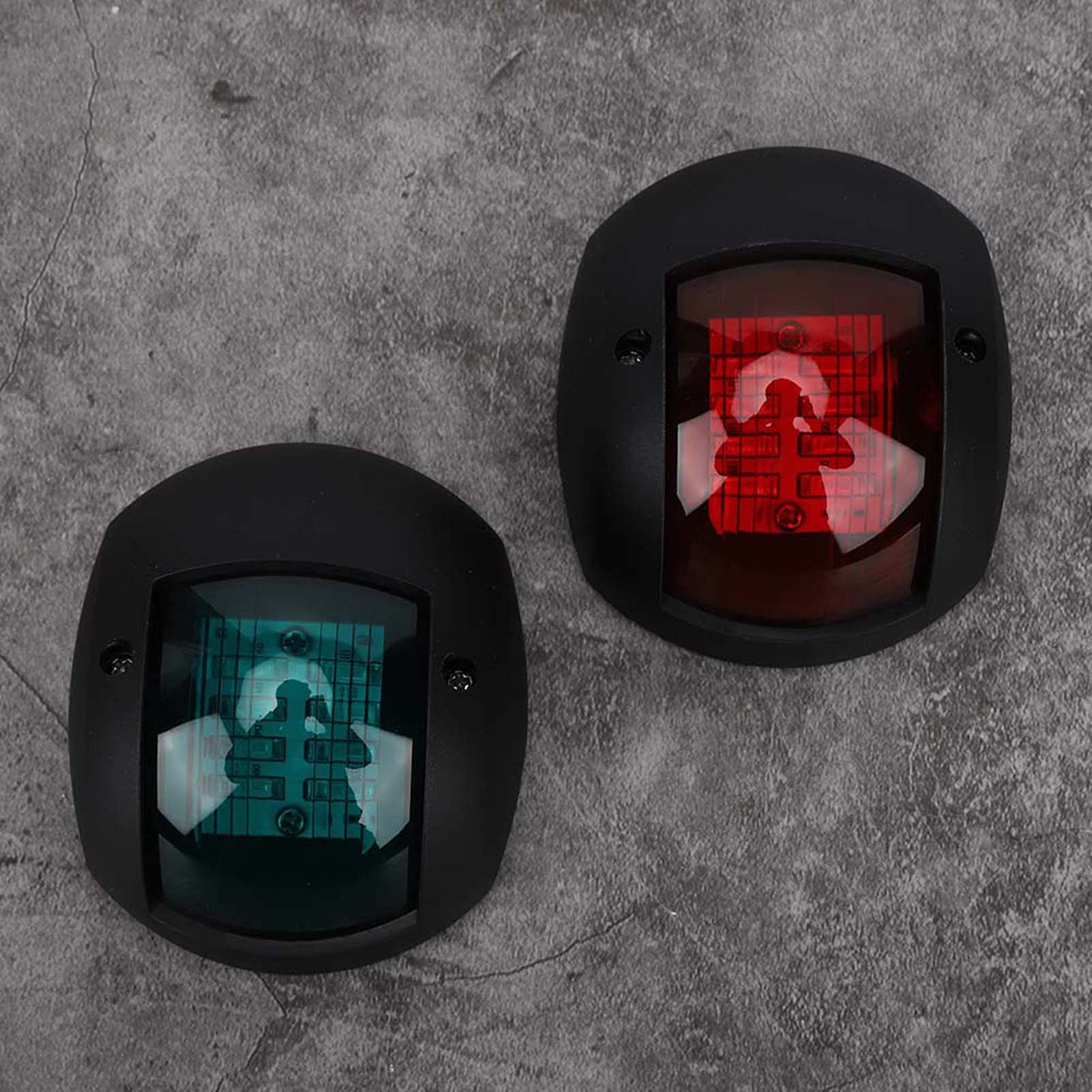 Coppia di luci per Barche Lampada di Segnalazione Sferica LED Verde Rosso Impermeabile Lampada di Navigazione per Barche DC12V-24V 3W per Pesca Notturna(Nero)