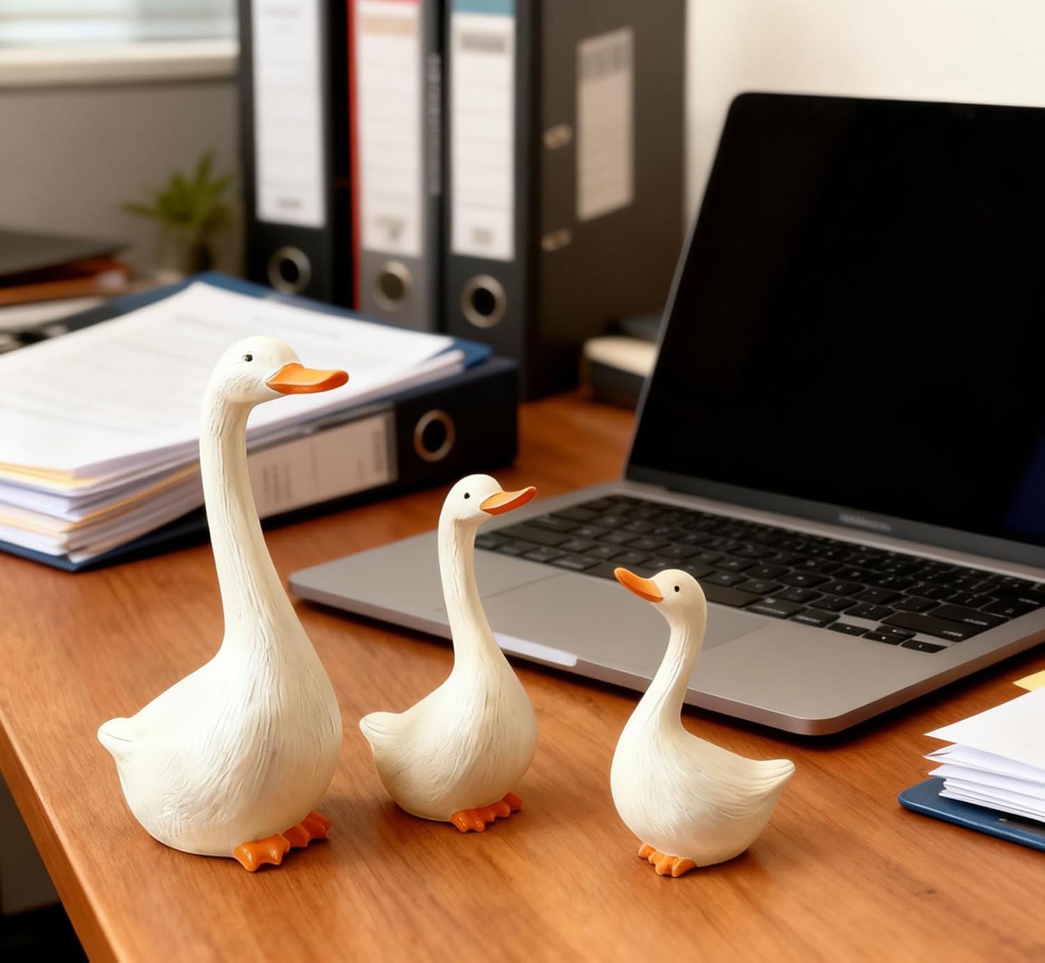 Duck Figurines Set of 3 - Porch Goose Statue for Front Yard Decor, Outdoor Lawn Garden Ducks and Goose Decorations, Perfect Yard Goose Decor and Duck Decoy for Garden Animals Theme