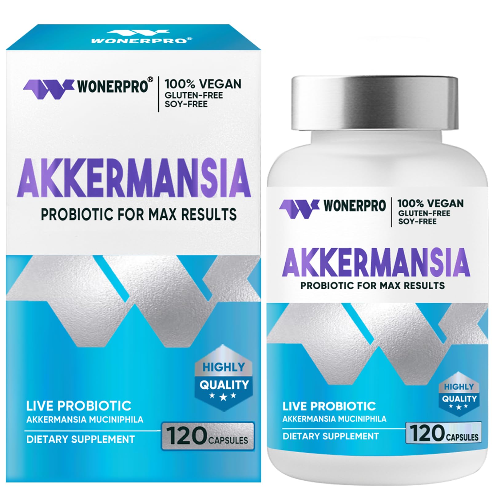 Akkermansia Probiotic, Increases GLP-1 Production, Delayed Release, Digestive, Gut, Immunity, Enhances Gut Lining Function, 300 Million AFUs, 120 Capsules