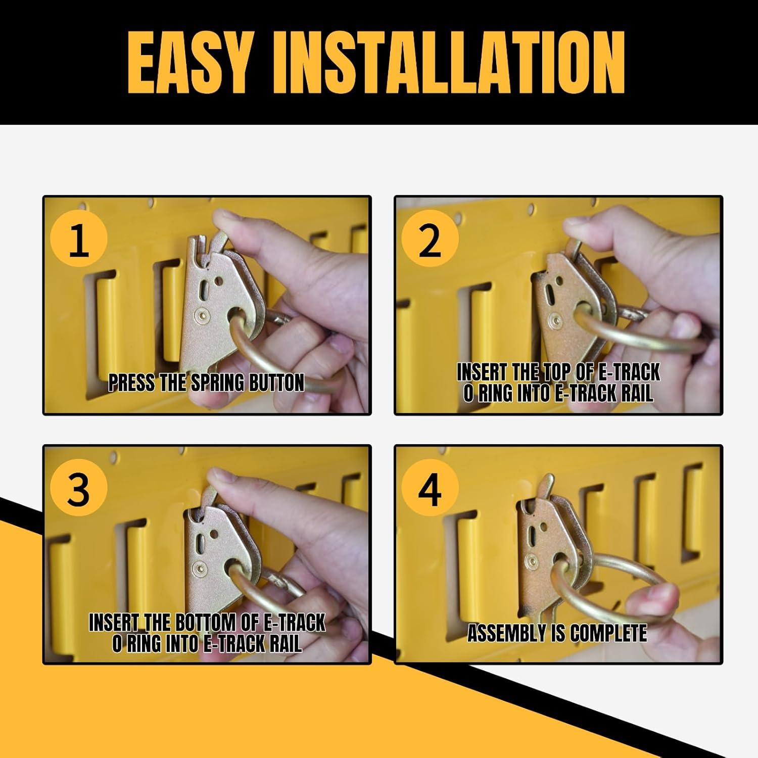 UMIRO Steel E-Track O Ring Tie-Down Anchors,4400lbs Break Strength Secure Cargo in Enclosed/Flatbed Trailers,Trucks (Golden, 20Pack)