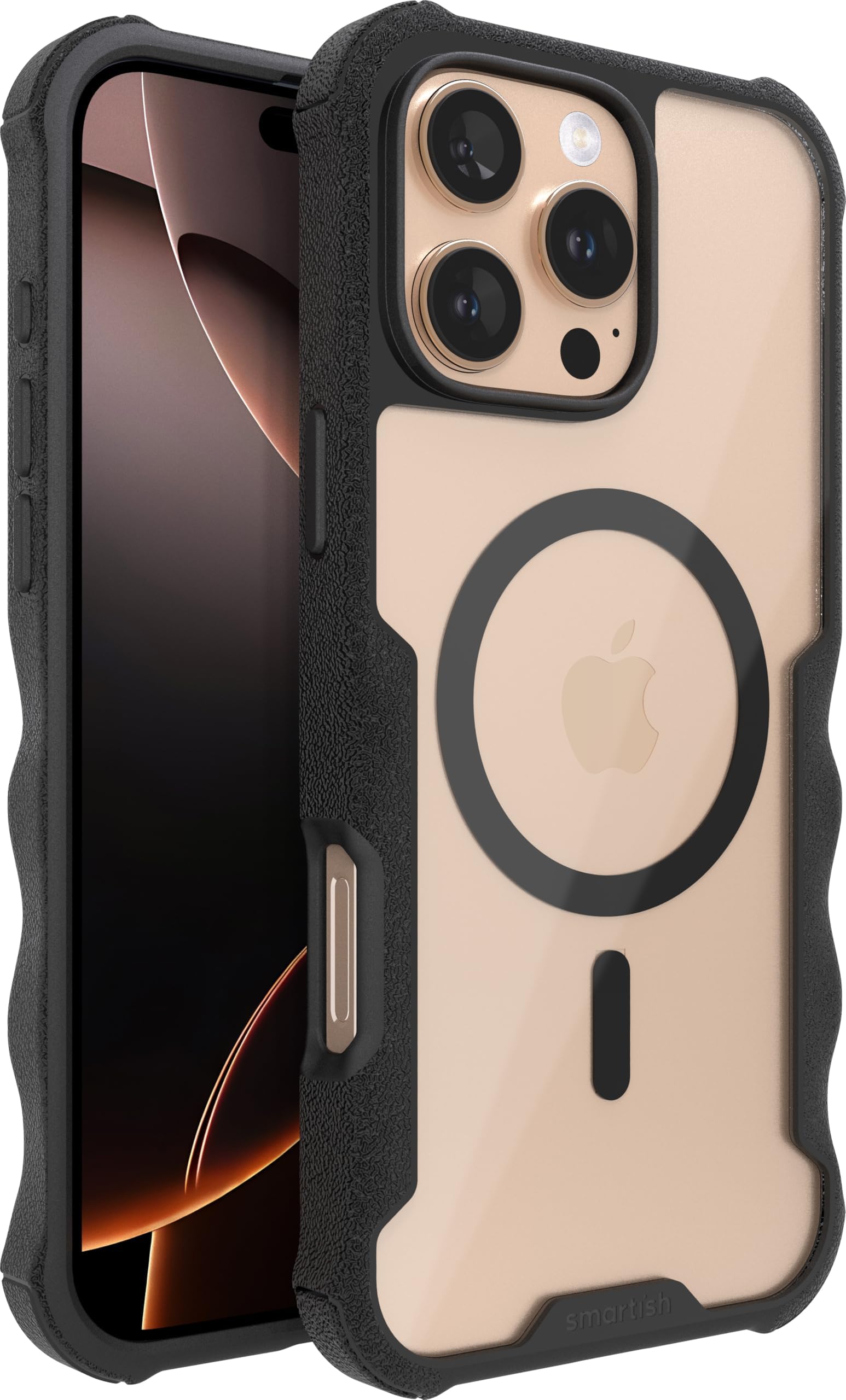 Smartish® iPhone 16 Pro Max Protective Magnetic Case - Gripzilla Compatible with MagSafe [Rugged + Tough] Heavy Duty Armor Cover Drop Tested Protection for Apple iPhone 16 Pro Max - Clearly Black