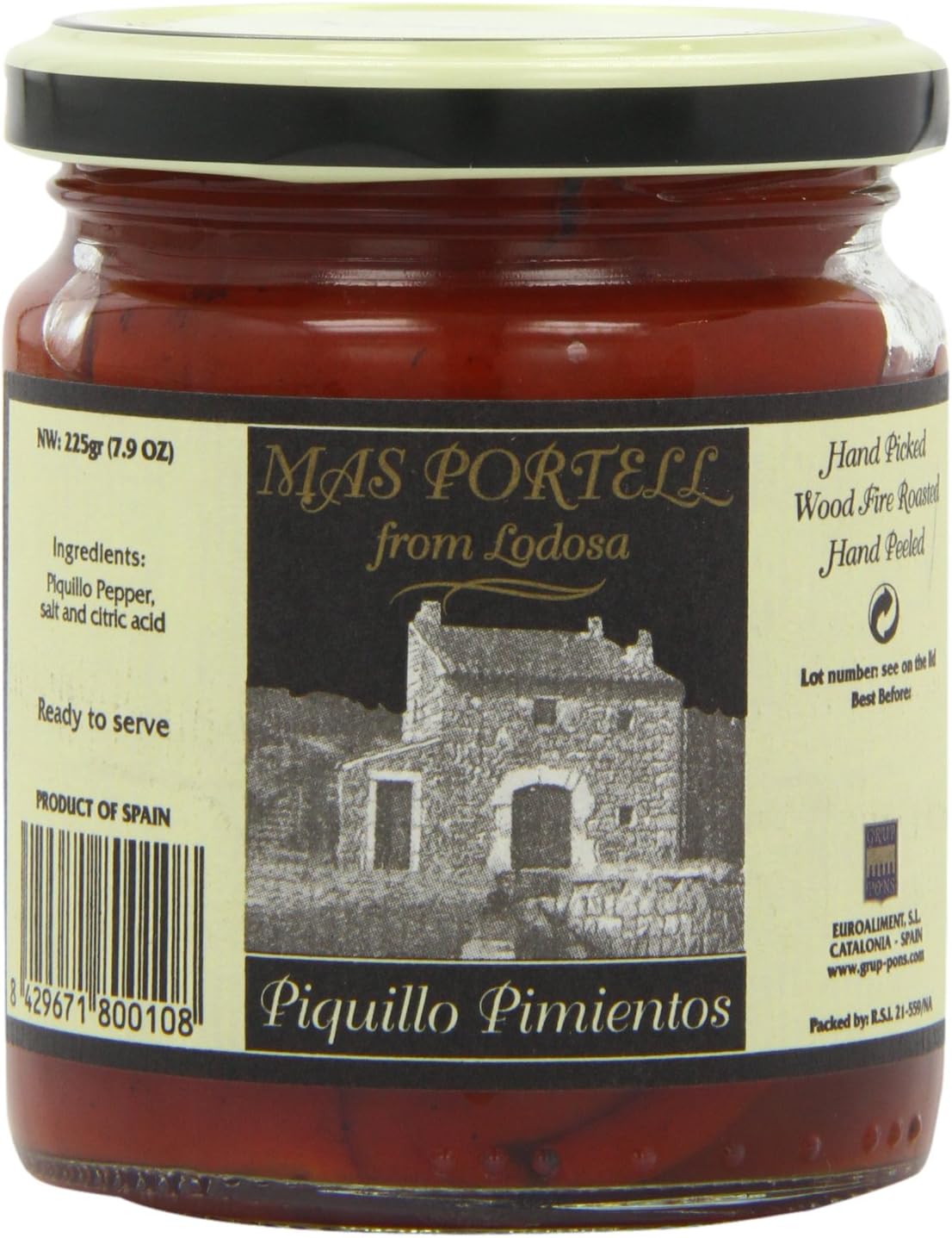 Mas Portell Wood Roasted DOP Piquillo Peppers 225 g (Pack of 2)