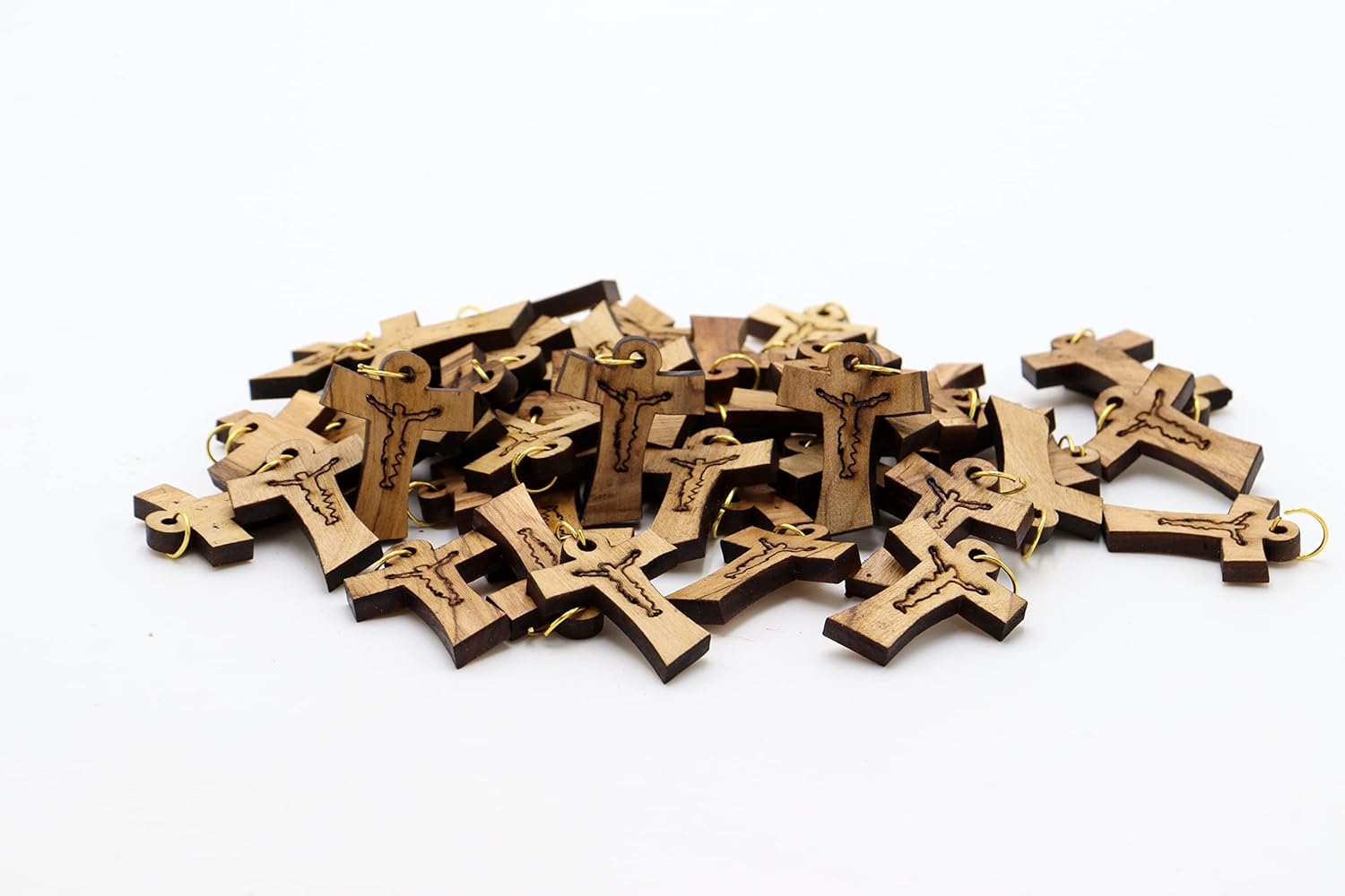 Lot 50 Olive Wood Crosses Cross Tau Holy Land Jerusalem Made Pendants Hand Crucifix