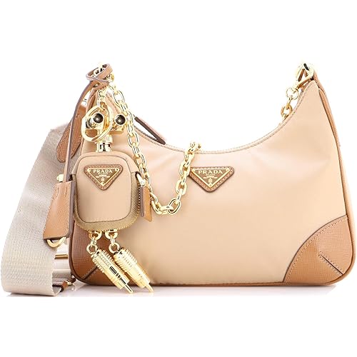 Prada, Pre-Loved Re-Edition 2005 Robot Charm Shoulder Bag Re-Nylon and Saffiano Leather, Brown