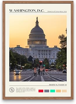 StudioUBILA Washington DC Wall Art Poster, Decorative Cityscape Landscape Art Prints, Home Decor Wall Art Print for Bedroom Living Room Kitchen Decorations, Unframed