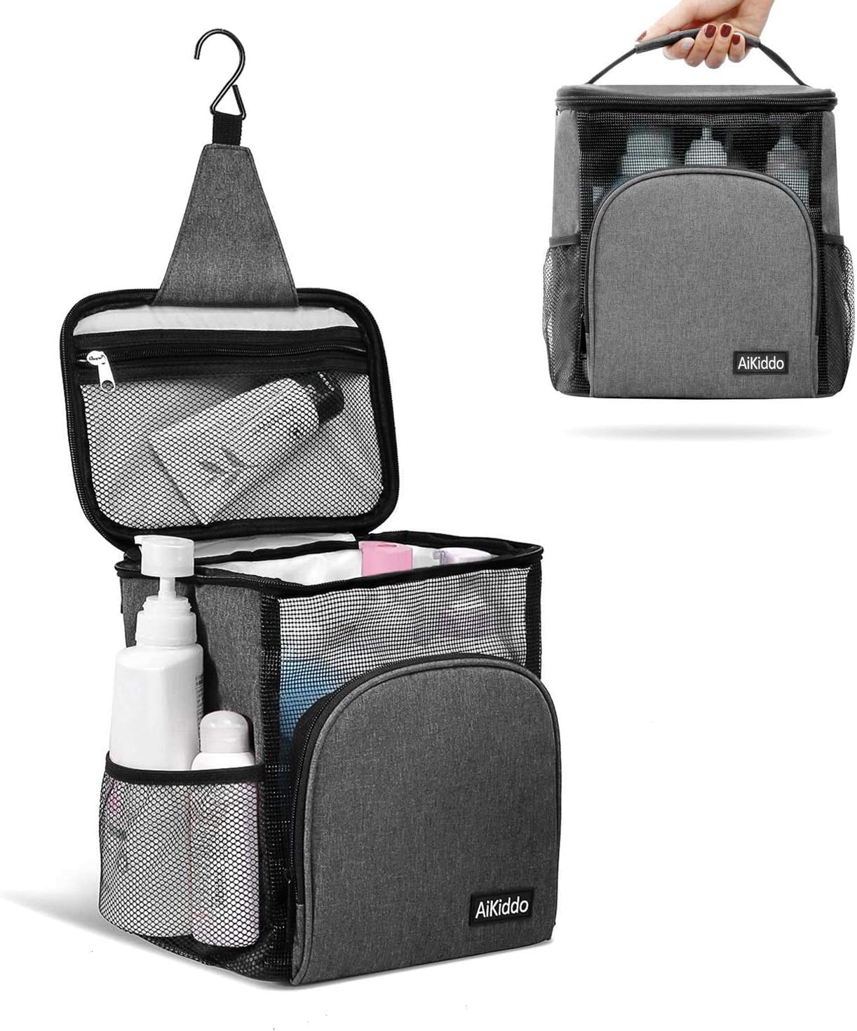 Portable Shower Caddy Tote Bag, Hanging Toiletry Bag Bath Organizer for College Dorms, Gym, Camping, Swimming and Travel