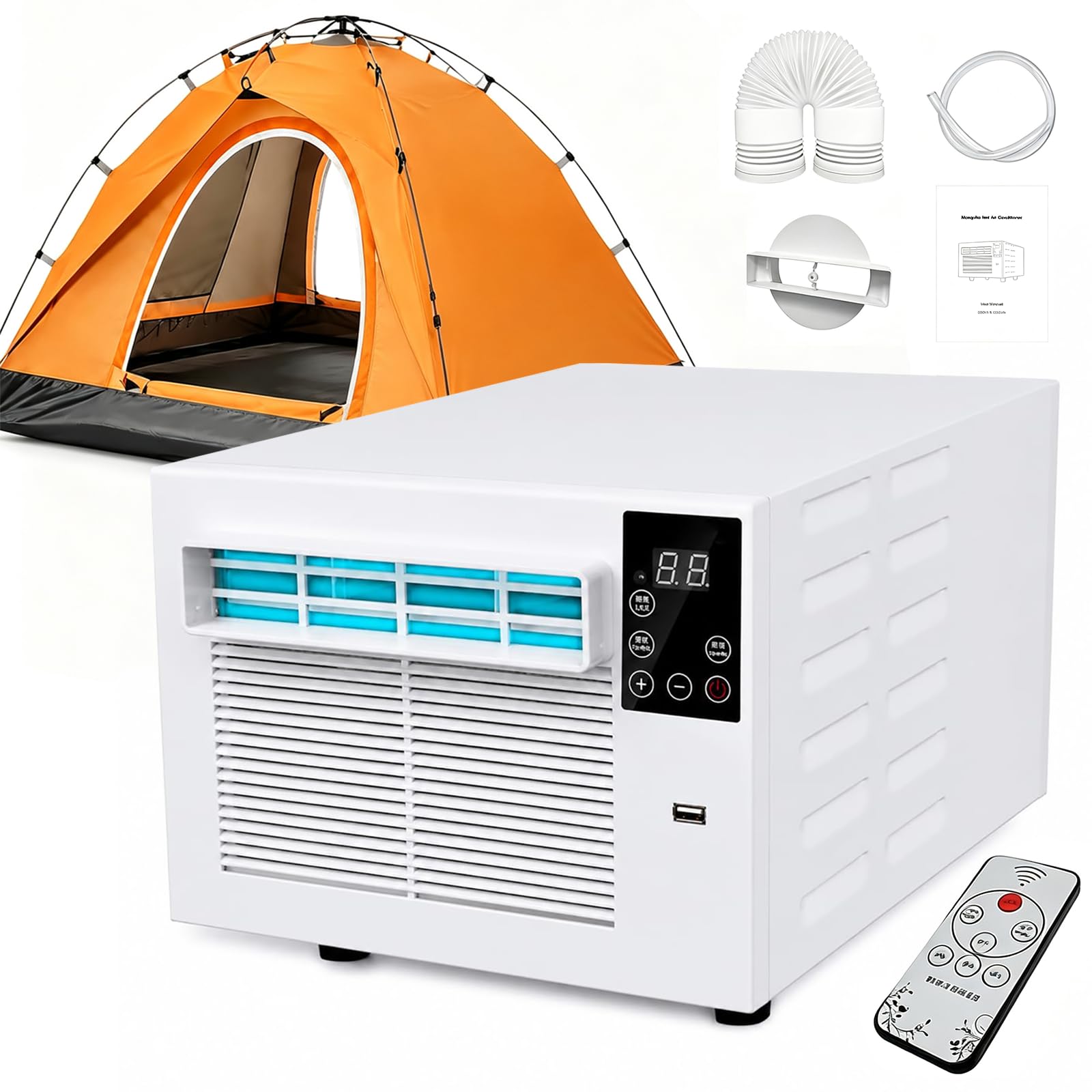 Zhzwwansuge Multicolor Portable Air Conditioner, 2-In-1 Cooling And Dehumidifying Unit, 1876 Btu 280W Vehicle Air Conditioner, 1–12 Hour Timer, For Rvs, Bedrooms, Kitchens, Dormitories, Pet Houses