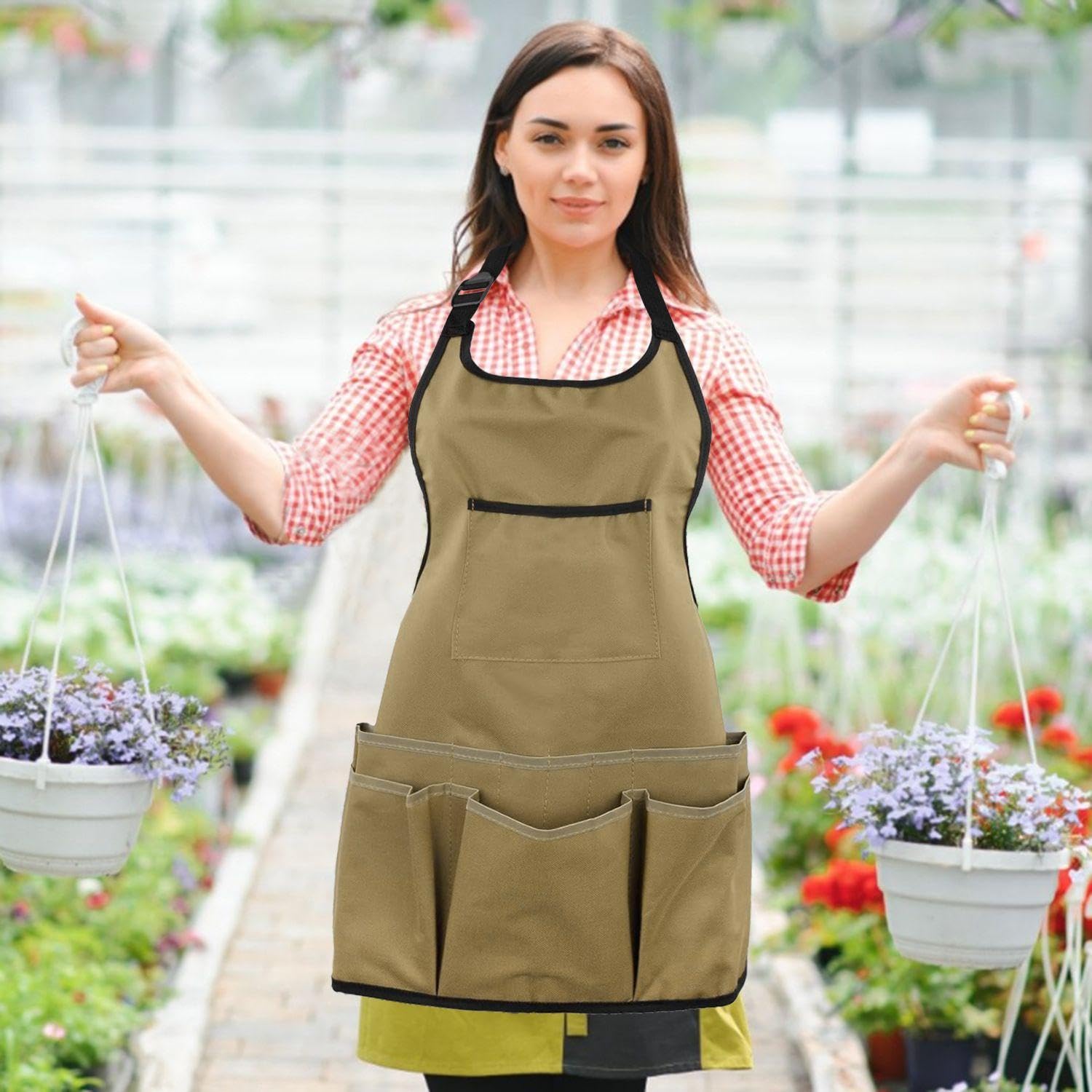 1 Delantal Para Almacenamiento De Jardín Y 1 Par De Guantes Protectores, Delantal De Trabajo, Delantal Impermeable, Delantal Resistente Al Desgaste, Accesorios De Jardinería