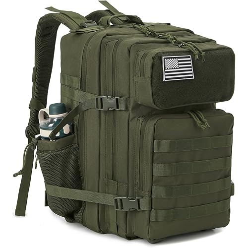 QT&QY 25L/45L Military Tactical Backpack For Men Molle Daypack 3 Day Bug Out Bag Hiking Rucksack With Bottle Holder