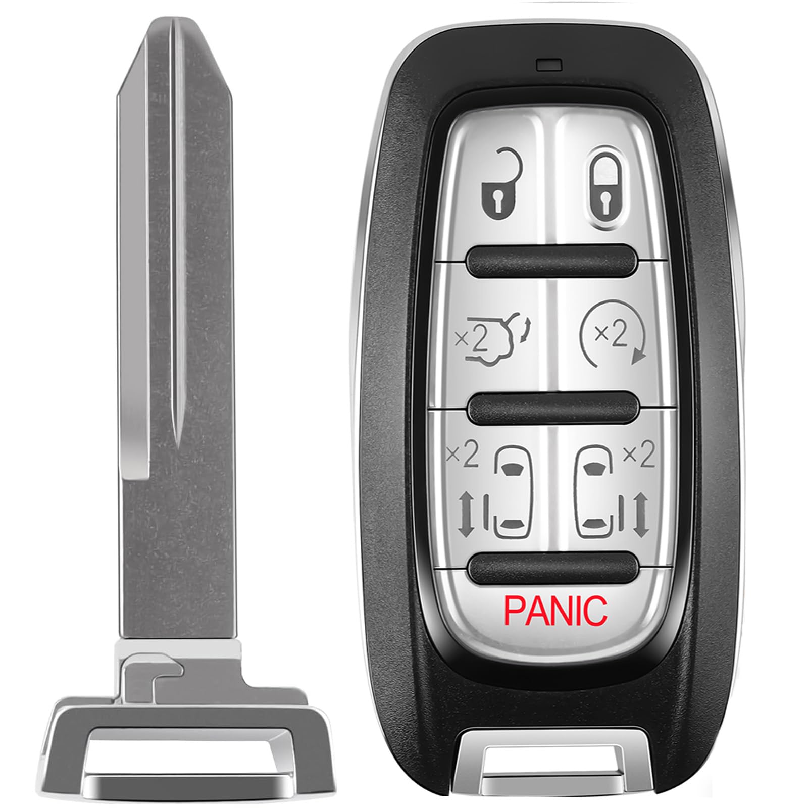 7 Button Self-Programmable Replacement for Proximity Smart Key Fob for 2017 2018 2019 2020 2021 Chrysler Pacifica , 2020-2021 Chrysler Voyager , (FCC:M3N-97395900 68217832AC ) 1PCS