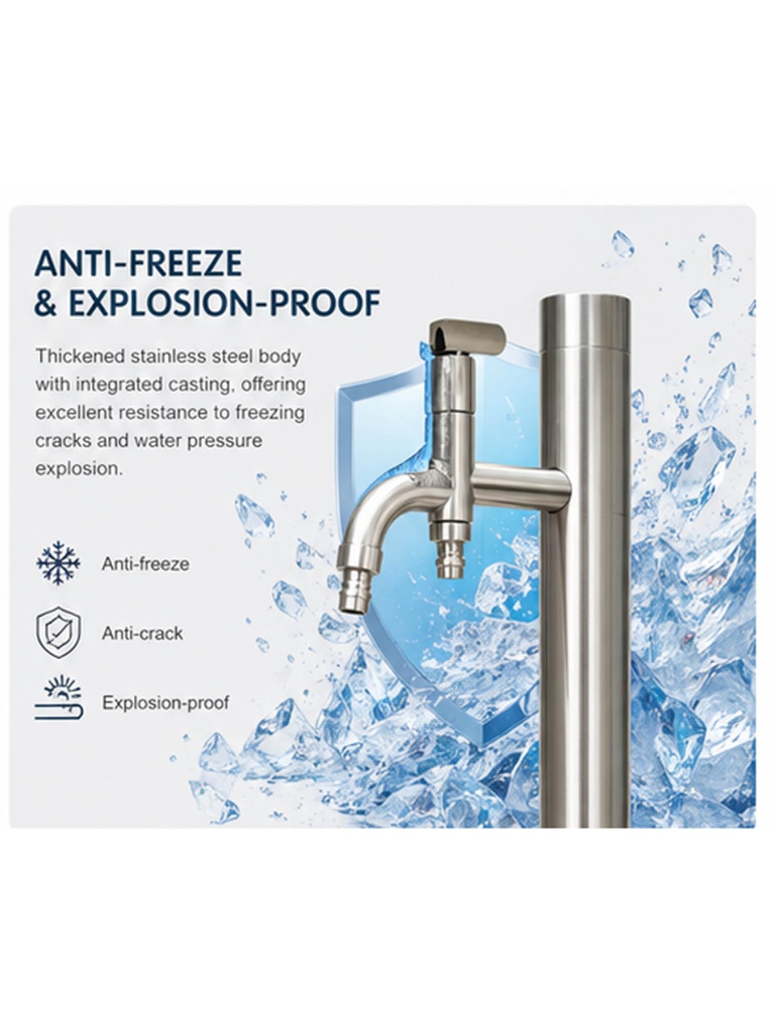 Poste de grifo de columna de agua para exteriores, hidrante de jardín independiente para patio y patio, sistema de riego anticongelante