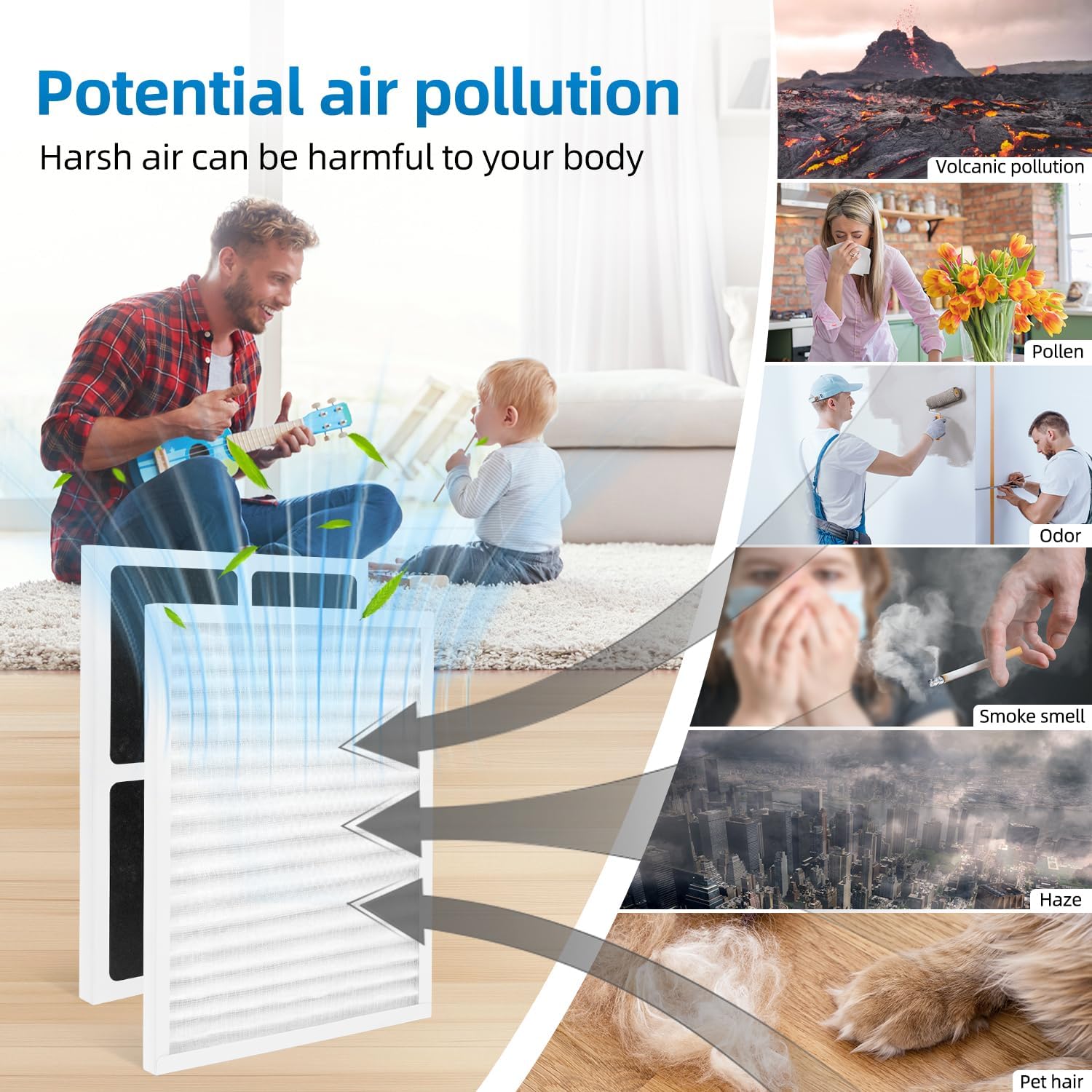 4 Pack 30920 Replacement Filter Compatible with Hunter HEPAtech 30920 fits 30050 30054 30055 30065 30070 30071 30075 30080 30177 30832 30882 30883 37055 37065 Air Purifiers,HEPA Carbon Filter - Image 3