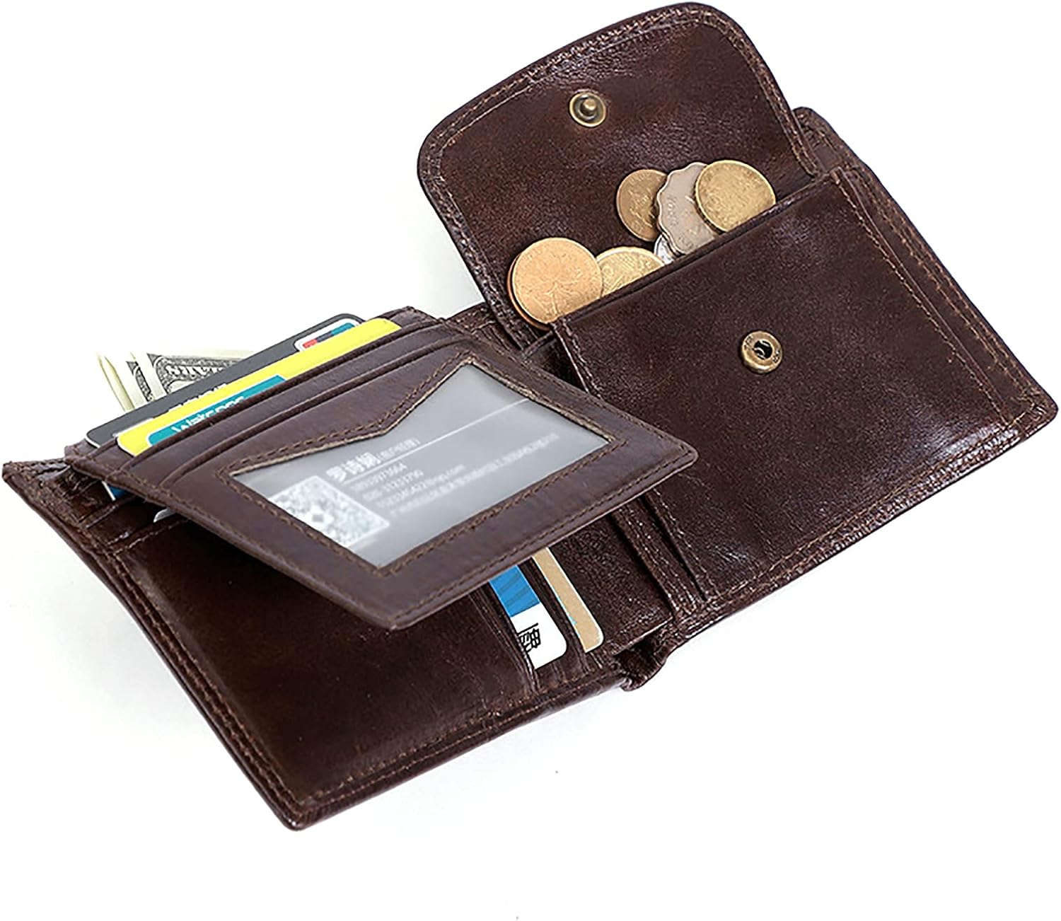 休日 メンズレザーウォレット 短い折りたたみ式カジュアルスモールウォレット レトロファッションハンドコイン財布ミニマリストrfidブロッキングウォレット