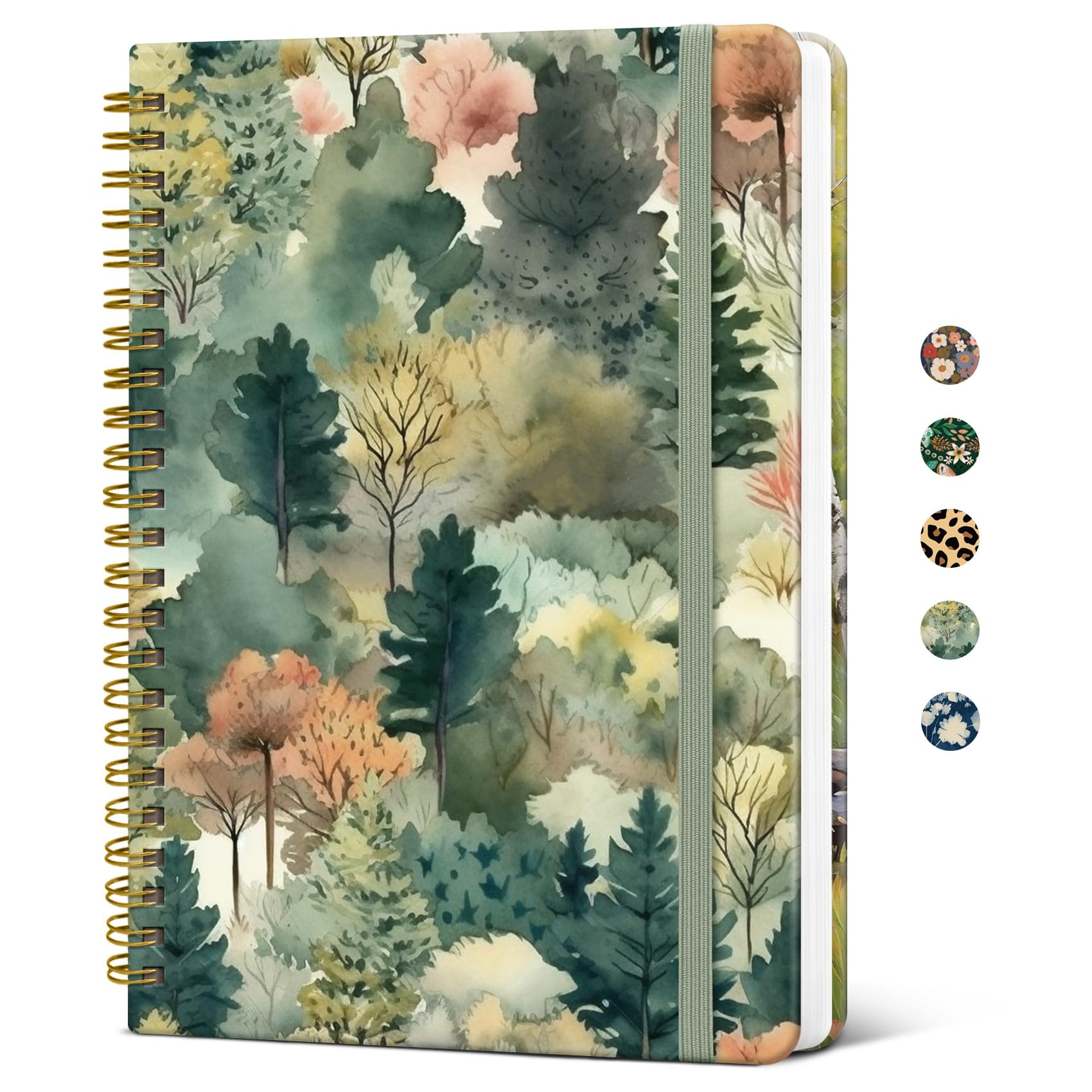 Journal à spirale A5 avec couverture rigide protectrice et 140 pages lignées