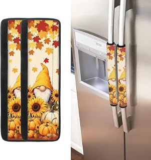 Sunflower Gnome Refrigerator Door Handle Covers Set of 2, Kitchen Appliance Decor Fridge Microwave Oven Door Handle Covers Decoration for Thanksgiving Day